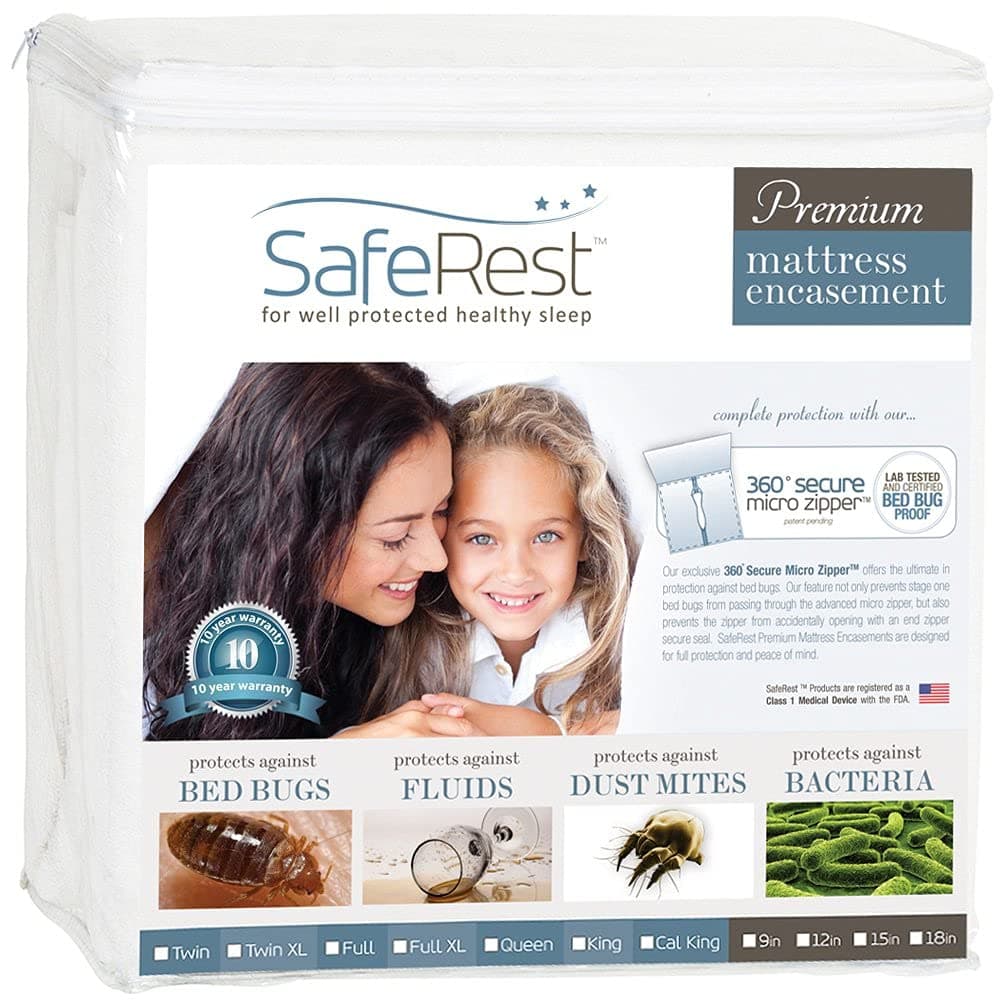 Twin Xl Size Premium Waterproof Lab Certified Bed Bug Proof Zippered Mattress Encasement - Designed For Complete Bed Bug, Dust Mite And Fluid Protection White Fits 9-12 In. H