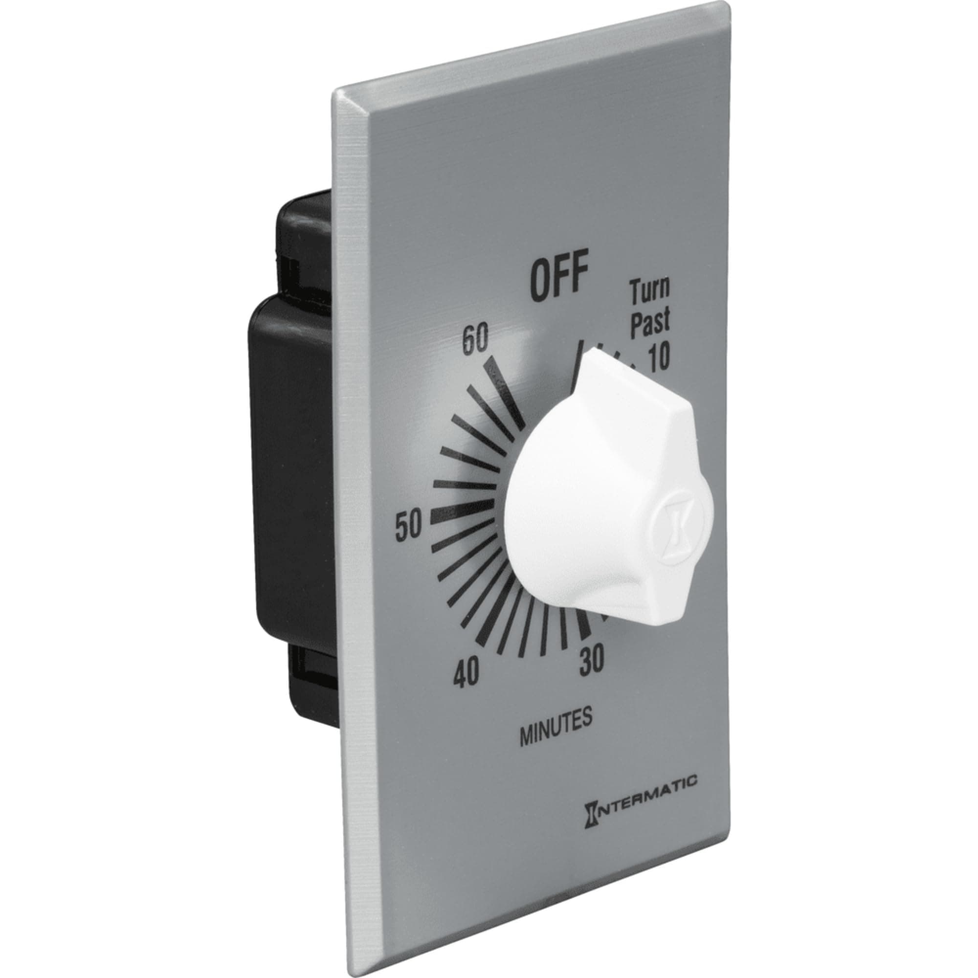 Intermatic FF60MC 60-Minute Spring Wound Countdown Wall Timer, Brushed Metal Finish