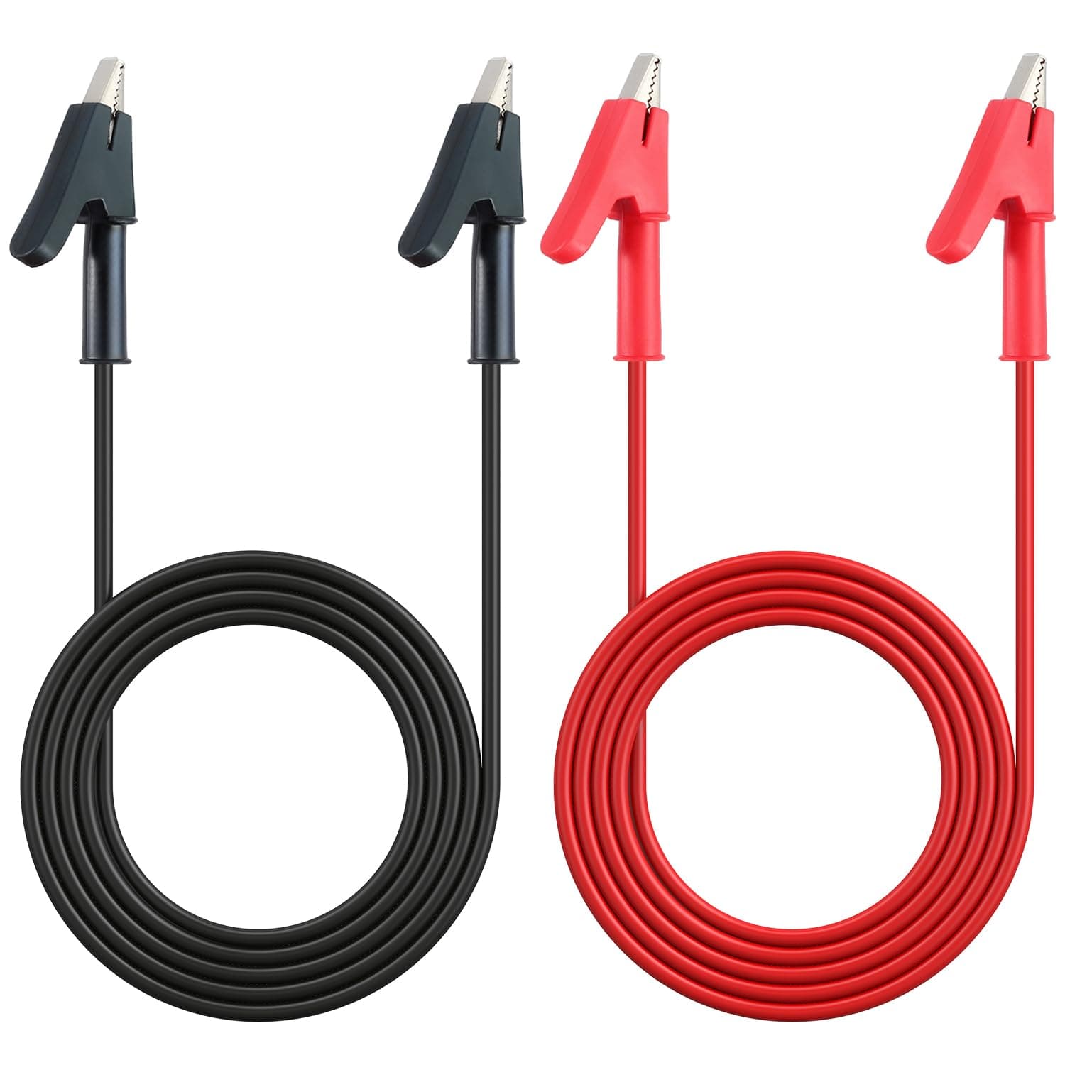 Proster Crocodile Clips Electrical 2PCS Double Ended Alligator Clips Test Leads 3.3ft/1m Multimeter Test Leads, Red & Black Electrical Clips for Current Testing