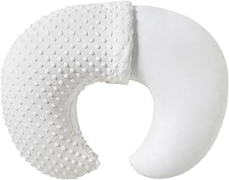 Nursing Pillow and Positioner, Breastfeeding, Bottle Feeding, Baby Sitting Support with Removable Ultra Soft Cover, Tummy Time Support for Baby Boys and Girls (White)