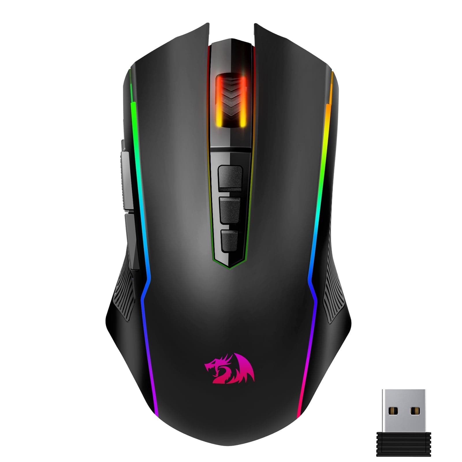 Wireless Gaming Mouse, Tri-Mode 2.4G/USB-C/Bluetooth Mouse Gaming, 10000 DPI, RGB Backlit, Fully Programmable, Rechargeable Wireless Computer Mouse for Laptop PC Mac, Black