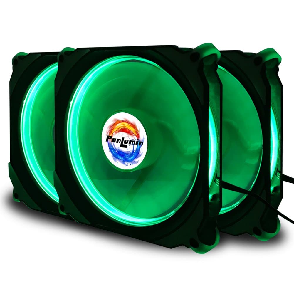PC case Fan, PanLumin led lighting 120mm superior cooling performance fan for computer case, quiet edition compatible with 3pin/4pin 3 Pack