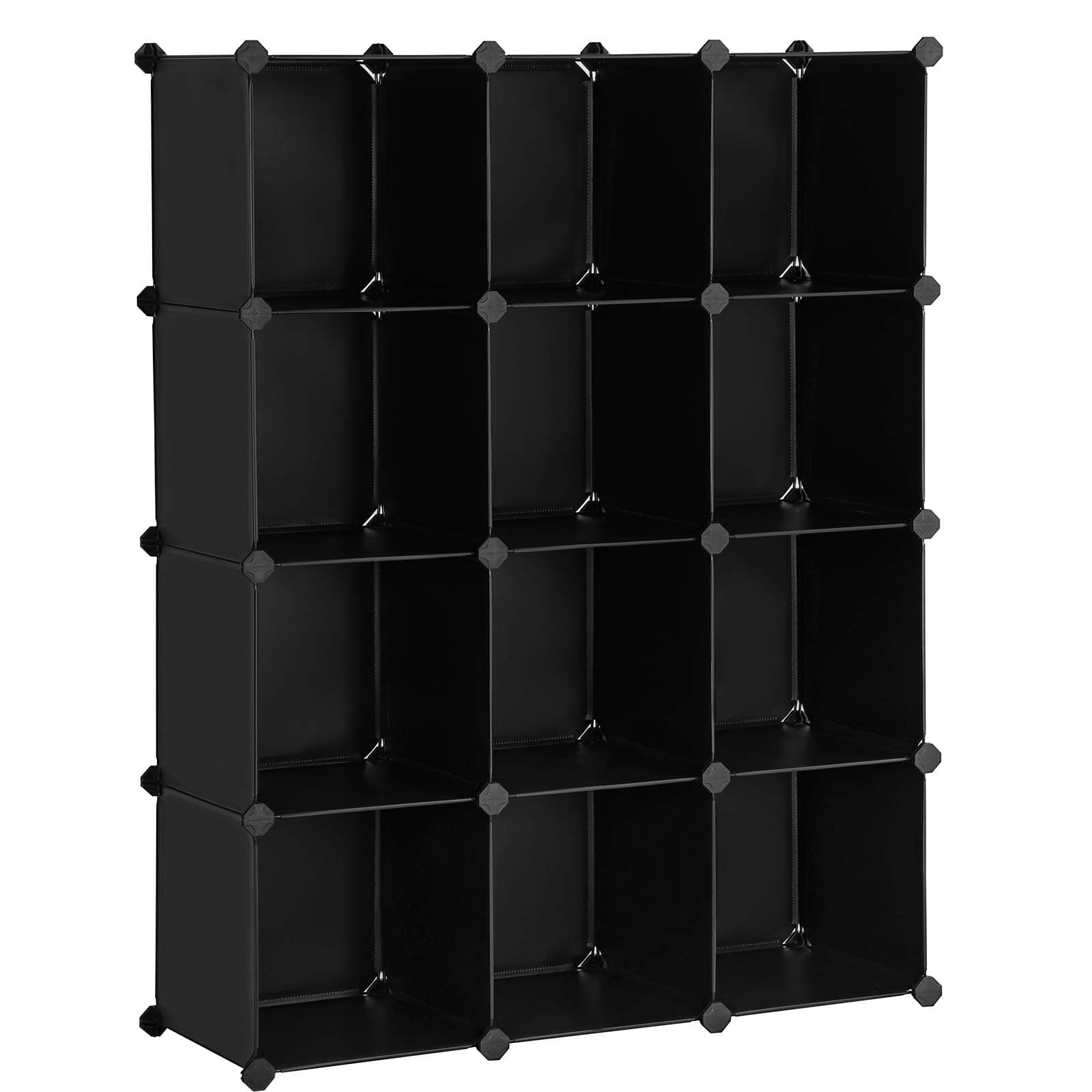 Cube Storage Organizer, Set of 12 Plastic Cubes, Book Shelf, Closet Organizers and Storage, Room Organization, Bedroom Living Room, 12.2 x 36.6 x 48.4 Inches, Black ULPC34BK