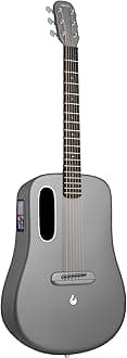 LAVA ME 4 Electro-Acoustic Guitars Carbon Fiber Travel Smart Audio Guitar with 3.5 inch TouchScreen, HILAVA 2.0 System, Right-handed, FreeBoost 3.0, Airflow Guitar Bag (36" Space Gray)