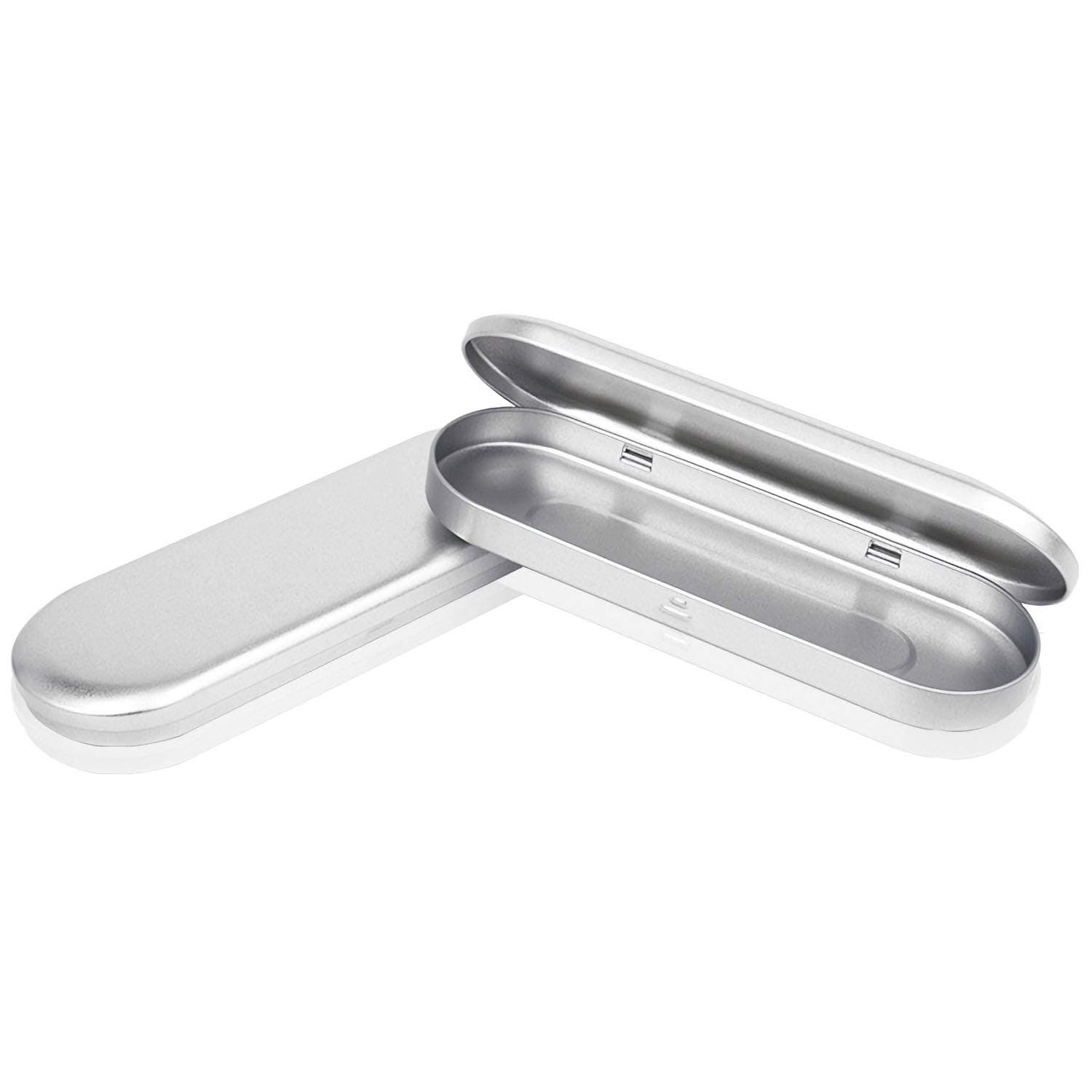 2 Pieces Mini Storage Box with Hinged Lid & Snap Closure Silver, Tin, Eco-Friendly, Mini Pencil Box.Empty Hinged Tin Box Containers,Use As Pencil, Makeup, Jewelry, Gift, Candy, Favor or Birthday