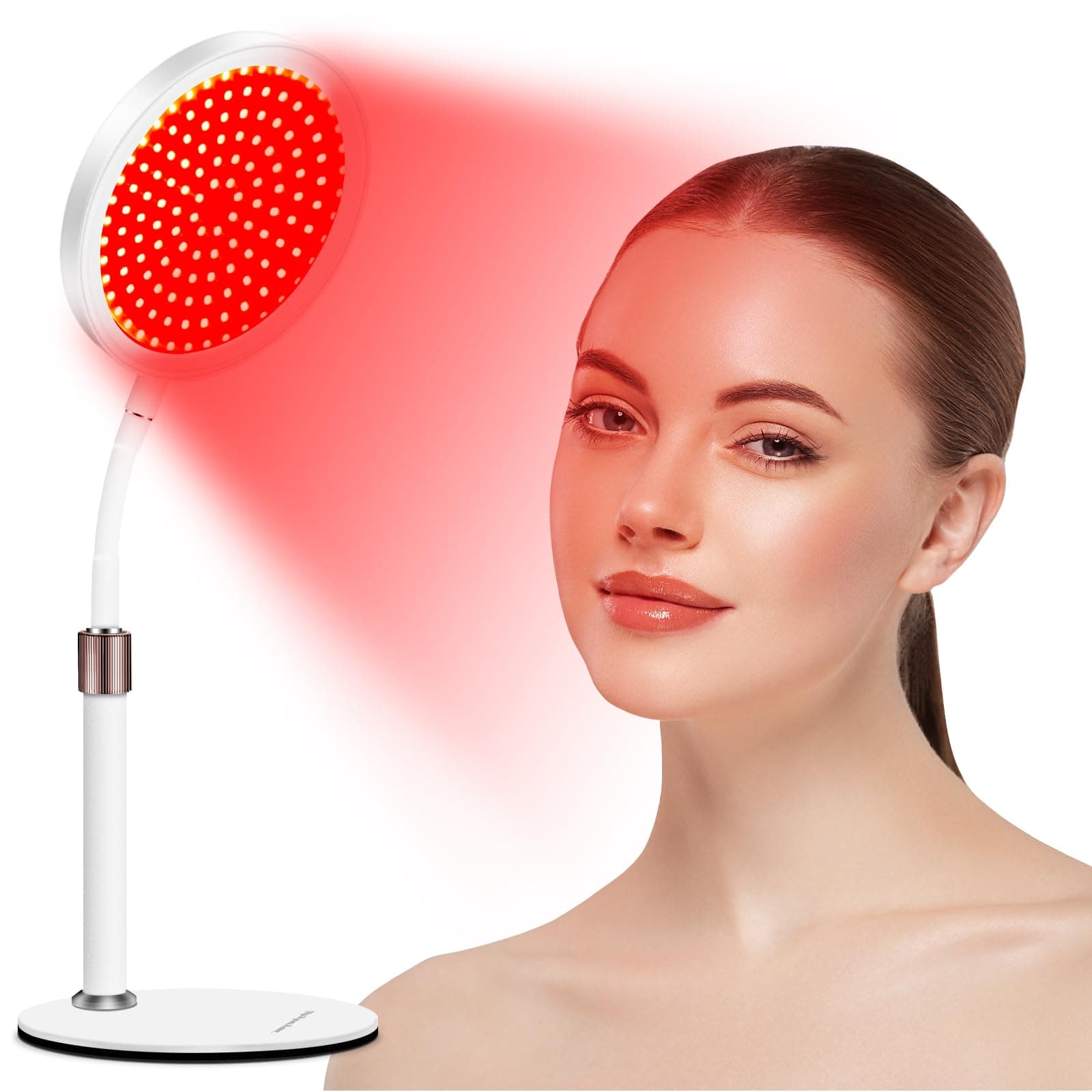 Red Light Therapy with Base for Face and Neck, 140LEDs Therapy Red Light for Body, 660nm Red Light Therapy Lamp with Adjustable Height