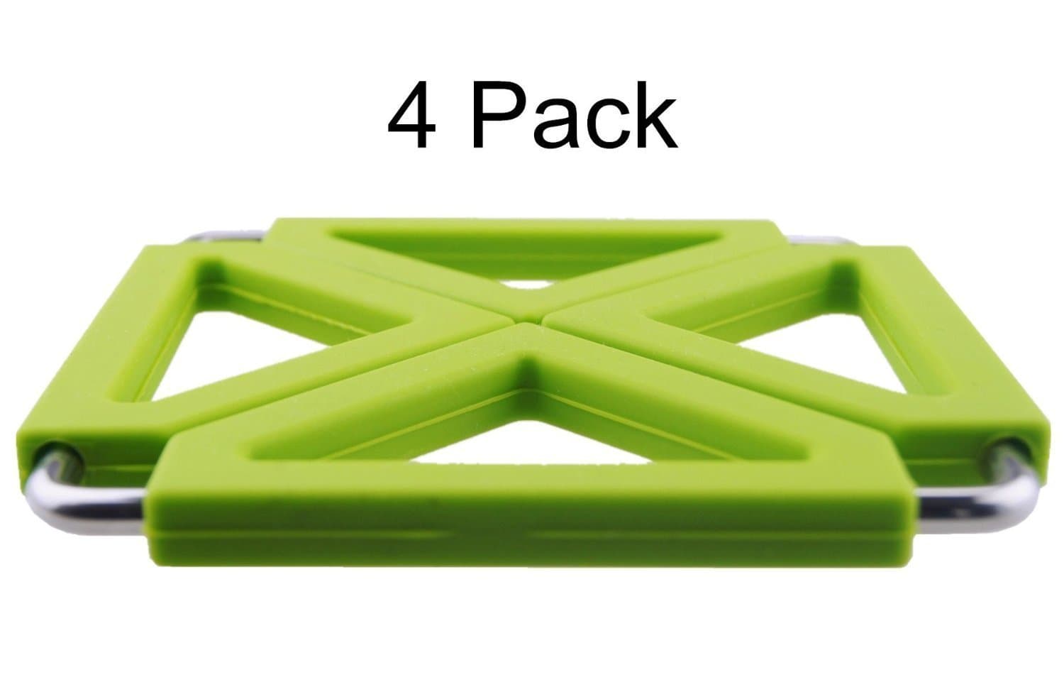 ERollDeep Adjustable Folding Expandable Silicone Metal Foldable Coaster Pot Holder Kitchen Cooking Gadget Cup Dish Table Heat Resistant Hot Pad Mat Placemat Trivet 4 PCS