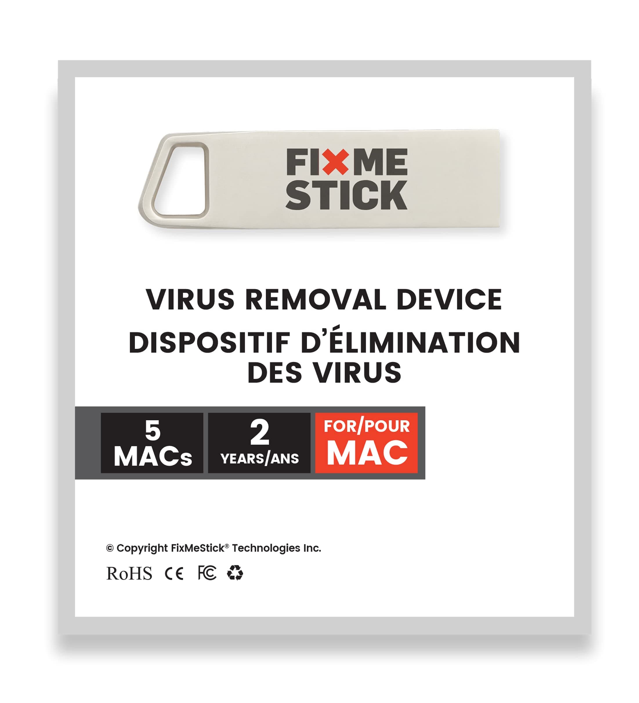 Computer Virus Removal Stick for Apple Macs - Unlimited Use on Up to 5 Apple Laptops or Desktops for 2 Years - Works with Your Antivirus