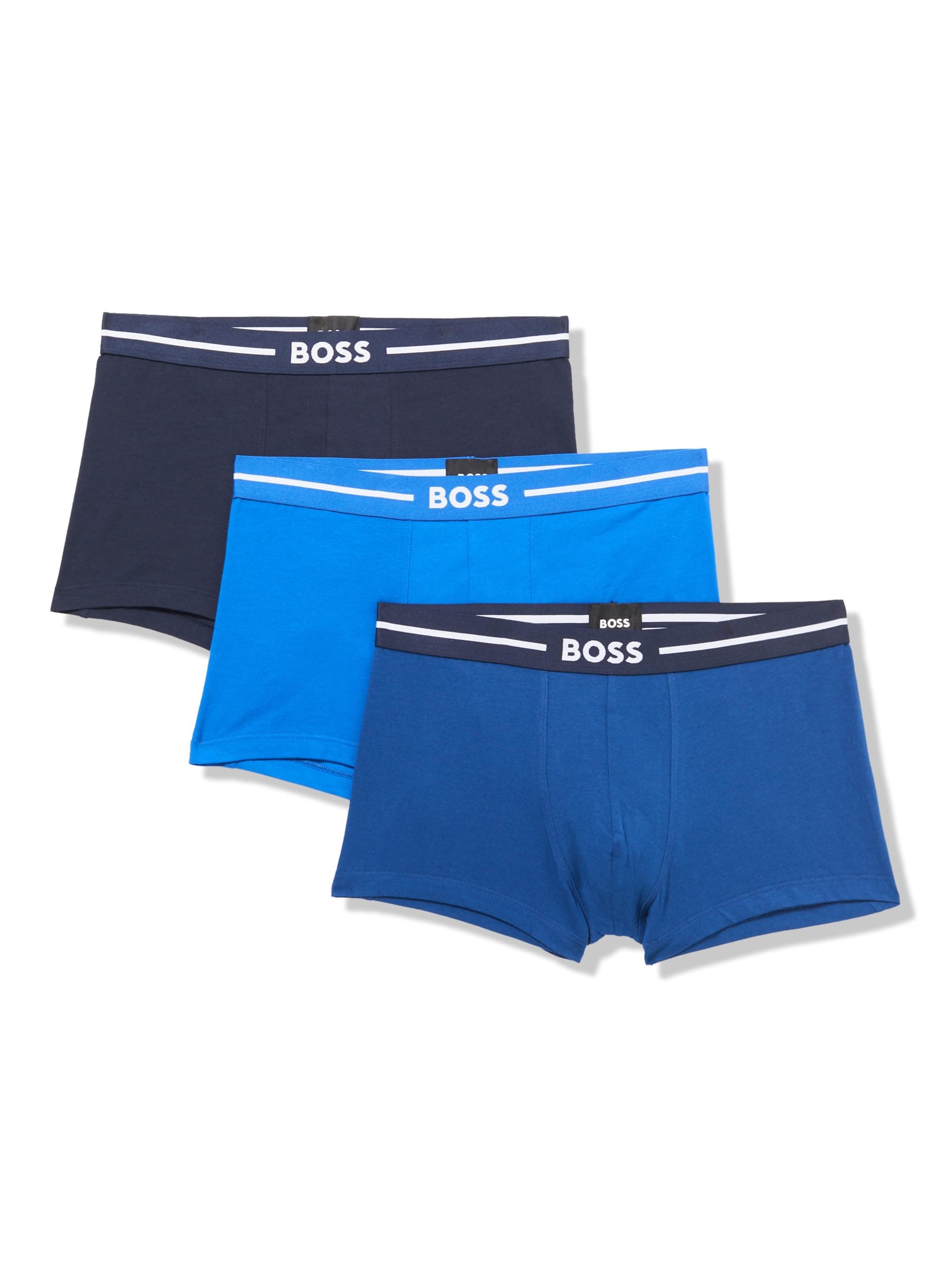 BOSS mens 3 Pack Bold Logo Cotton Stretch Trunks