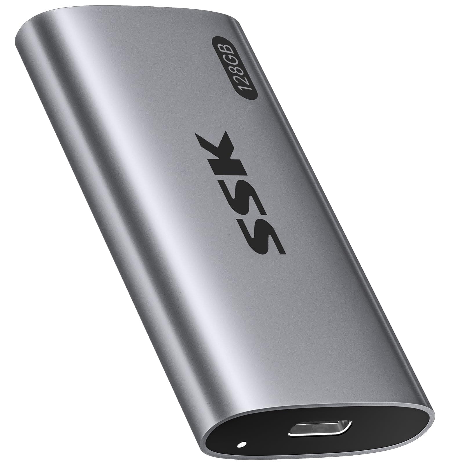 – SSK 128GB Protable SSD Up to 550MB/s, External SSD USB 3.2 Gen 2 Fast Speed, External Solid State Drive with LED light, Trim for Windows, Mac, Android, iPhone 15/Pro