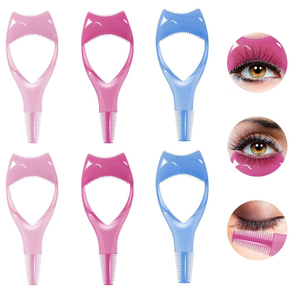 6PCS Mascara Shield Guard Lash Buddy Eyelash Makeup Tool, Eye Lash Brush Applicator Guard Upper Lower Eye 3 in 1 Mascara Tool for Woman Girls (Multicolor 6CS)