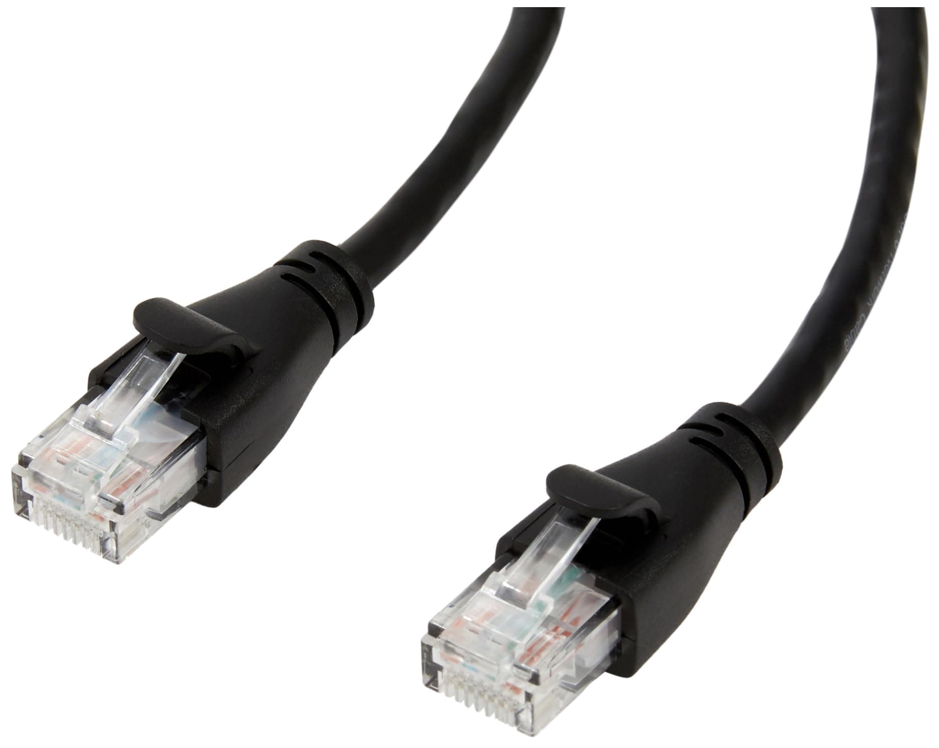 RJ45 Cat-6 Ethernet Patch Cable, 1Gpbs Transfer Speed, Gold-Plated Connectors, Network Cable for Gigabit Internet, 10 Foot, Black, 5-Pack