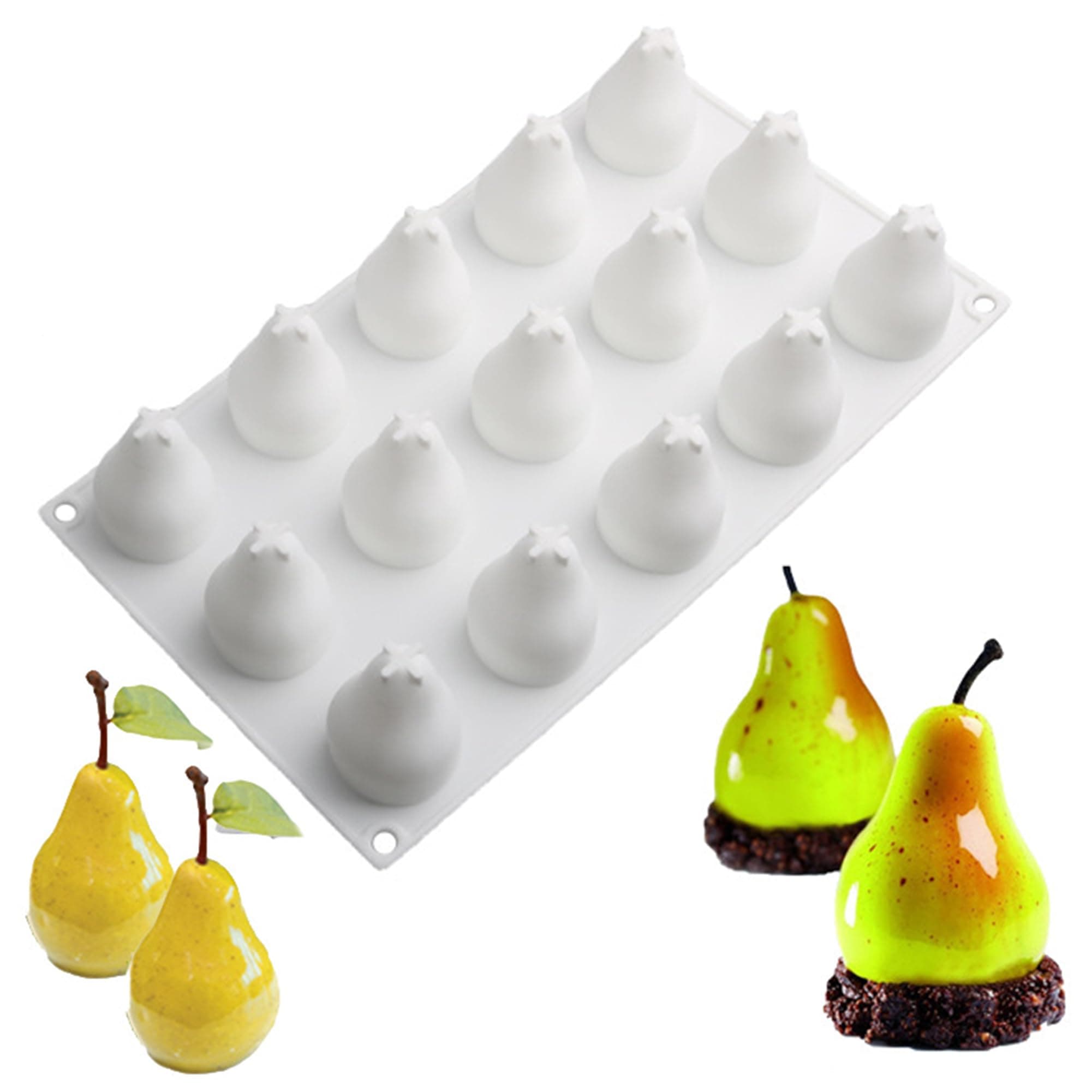 OCPO KITCHEN 3D Pear Shape Silicone Molds for Baking Mousse Cake, 3D Silicone...