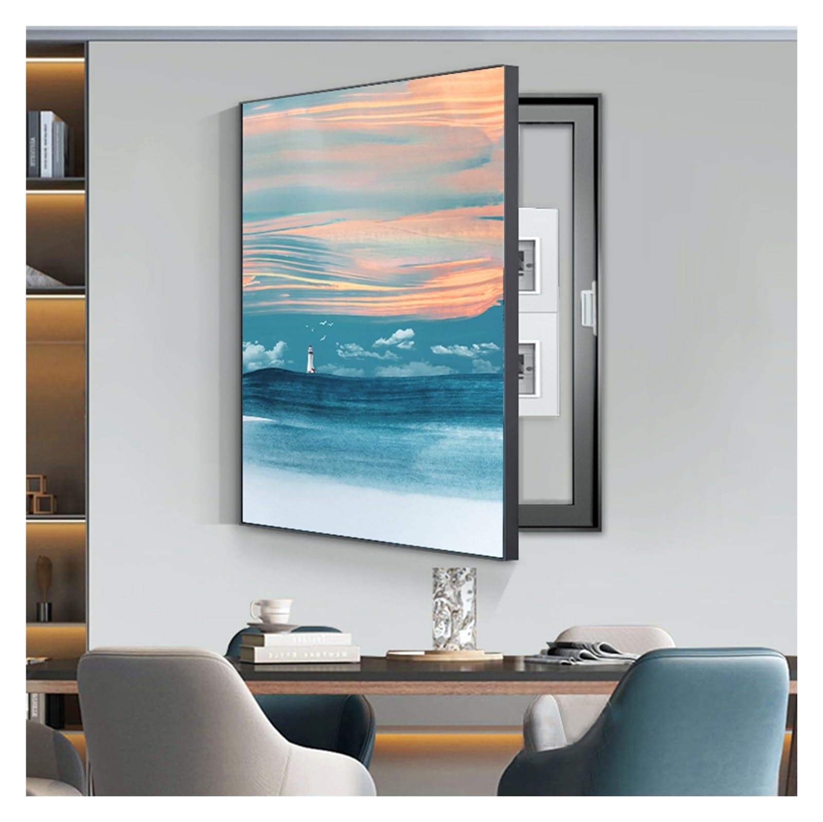 Electrical Panel Cover Decorative, Breaker Box Cover Decorative, Meter Box Decorative Painting, Wall Mounted Hide Fuse Box Cover Cabinet(F,40x50cm/16x20in)