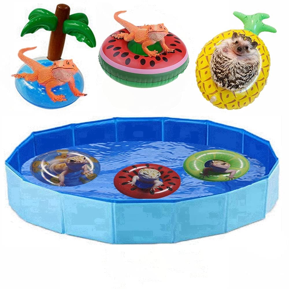 HAICHEN TECFoldable Collapsible Ferret Bathing & Cooling Swimming Pool, Durable Bath Tub, Swimming Bath Water Washer for Ferrets & Small Animals, Bonus-Ferret Swim Ring (60X20cm(23.6''x7.9''))
