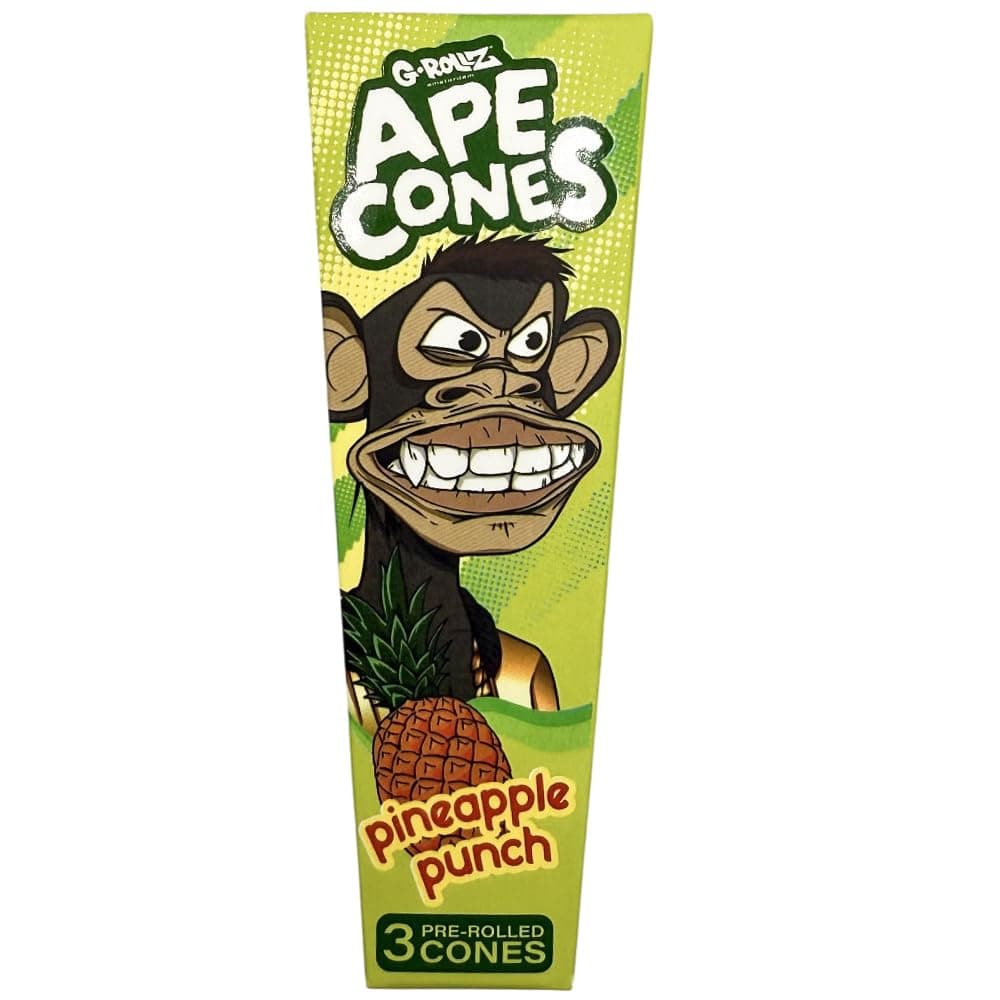 G-Rollz Ape Pre-Rolled Cones, King Size Rolling Papers, Pop Activated Flavoured Tip � 3 Pack (Pineapple Punch)