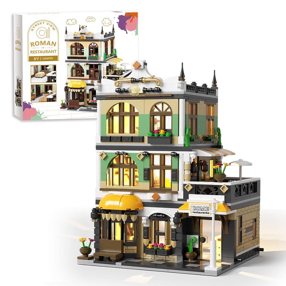 City Restaurant Building Mini Sets with LED, STEM Learning Toy Building Block for Adult Teen Boy & Girls 14+, 1165pcs Mini Brick