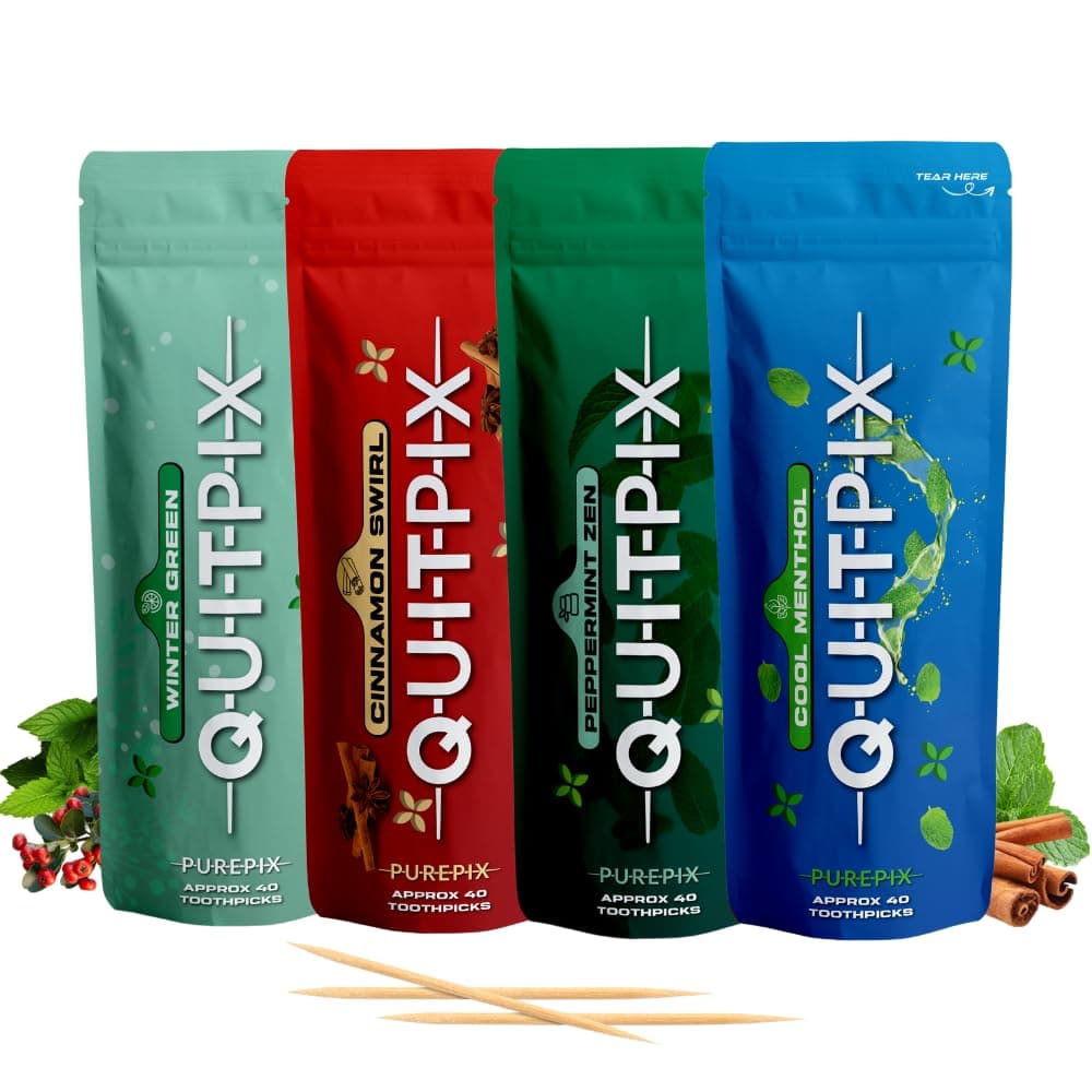 Energy Boost and Focus - May Help Quit Smoking - Flavored Toothpicks with Caffeine - Extra Thick with Long Lasting - Caffeine Toothpicks - Mental Clarity and Alertness (5 Pack Variety)