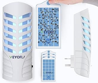 VEYOFLY Fruit Fly Trap Indoor (1 Device + 3 Refills), Gnat Catcher, Plug-In Light Insect Trap for House, Bug Killer