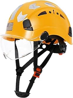 Construction Safety Hard Hat - ANSI Z89.1 Type Ι OSHA Approved Safety Helmets with Chin Straps Lightweight Reflective Vented ABS Hard Hats For Men Women Industrial Workwear 6-point Suspension