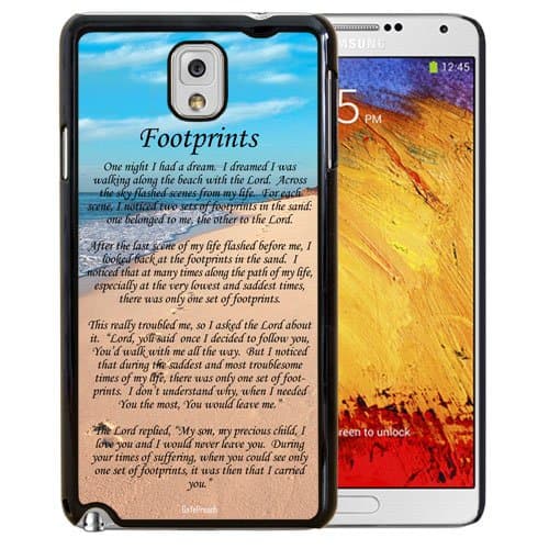 Footprints Galaxy Note 4 Case - Christian Theme - Bible Verse Footprints Poem