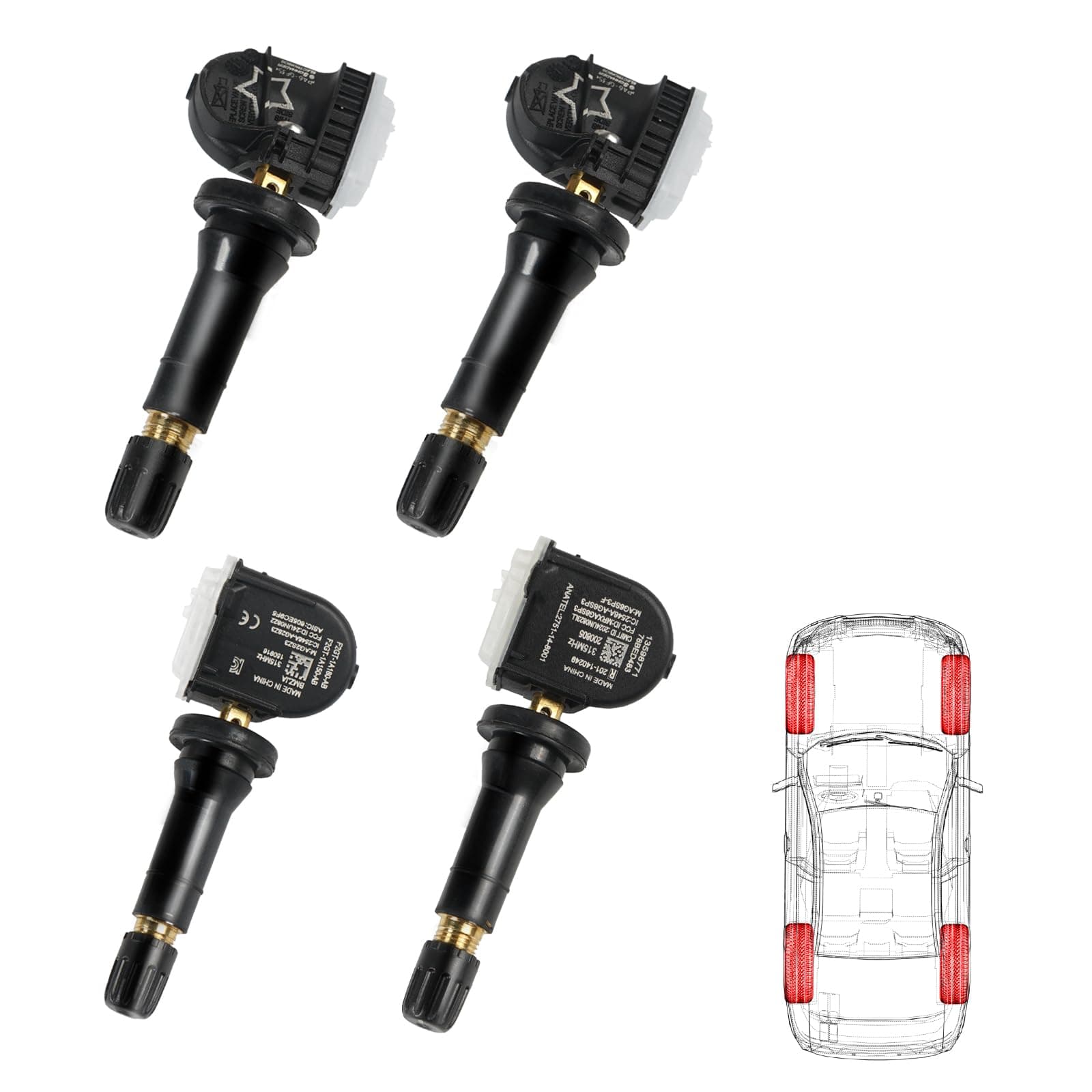 OTUAYAUTO 4PCS Tire Pressure Sensor - 315MHZ TPMS Sensor - Replacement for Chevy Cruze Silverado Suburban Tahoe Impala Malibu. Buick Enclave Lesabre. GMC, Cadillac, Fit 2006-2017 Vehicles 13598771