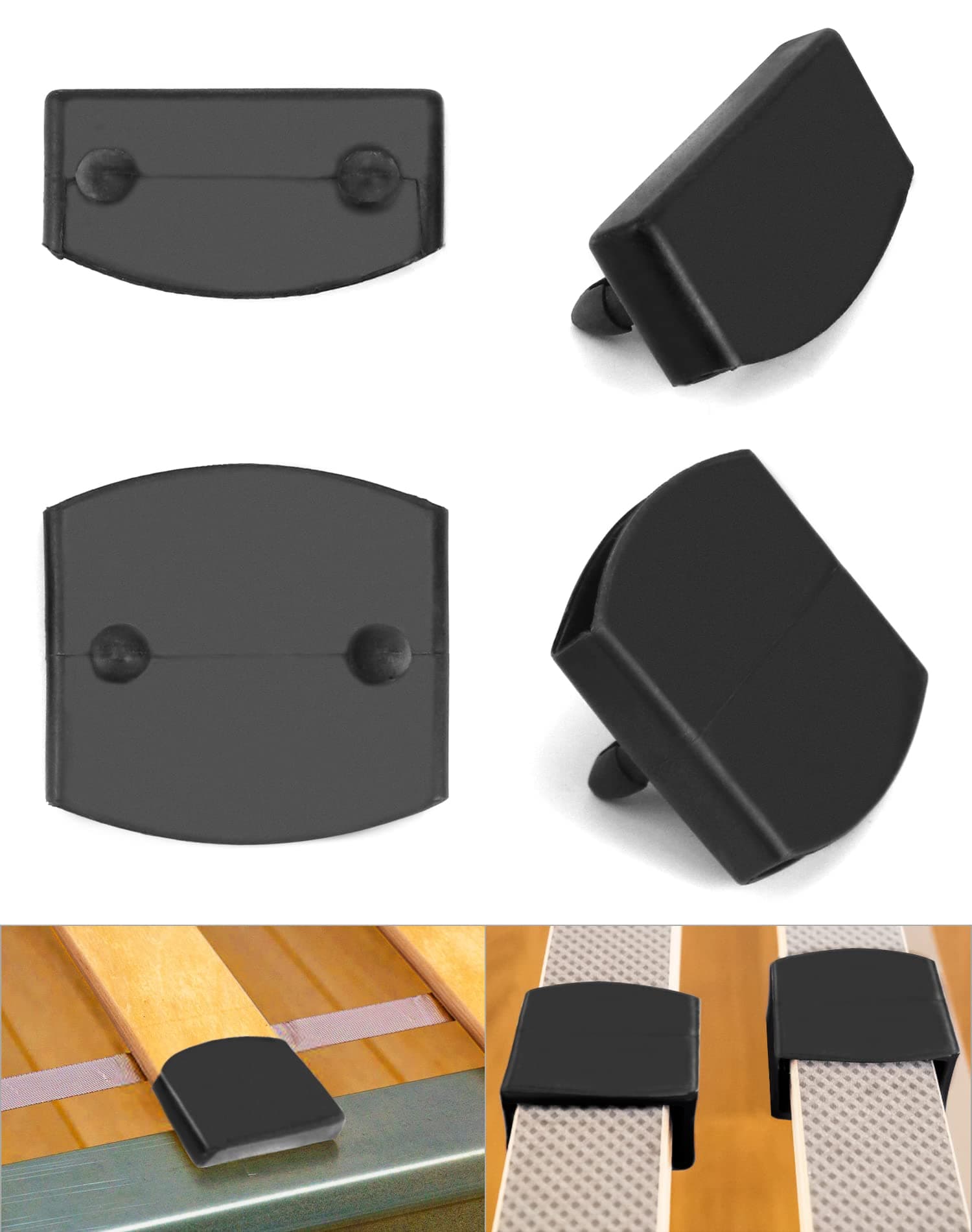 QWORK® 36 Pcs Plastic Bed Slat Caps, Side and Center Bed Slats Holders Replacement for Single, Double and King Size Beds (55mm x 9mm Inside)