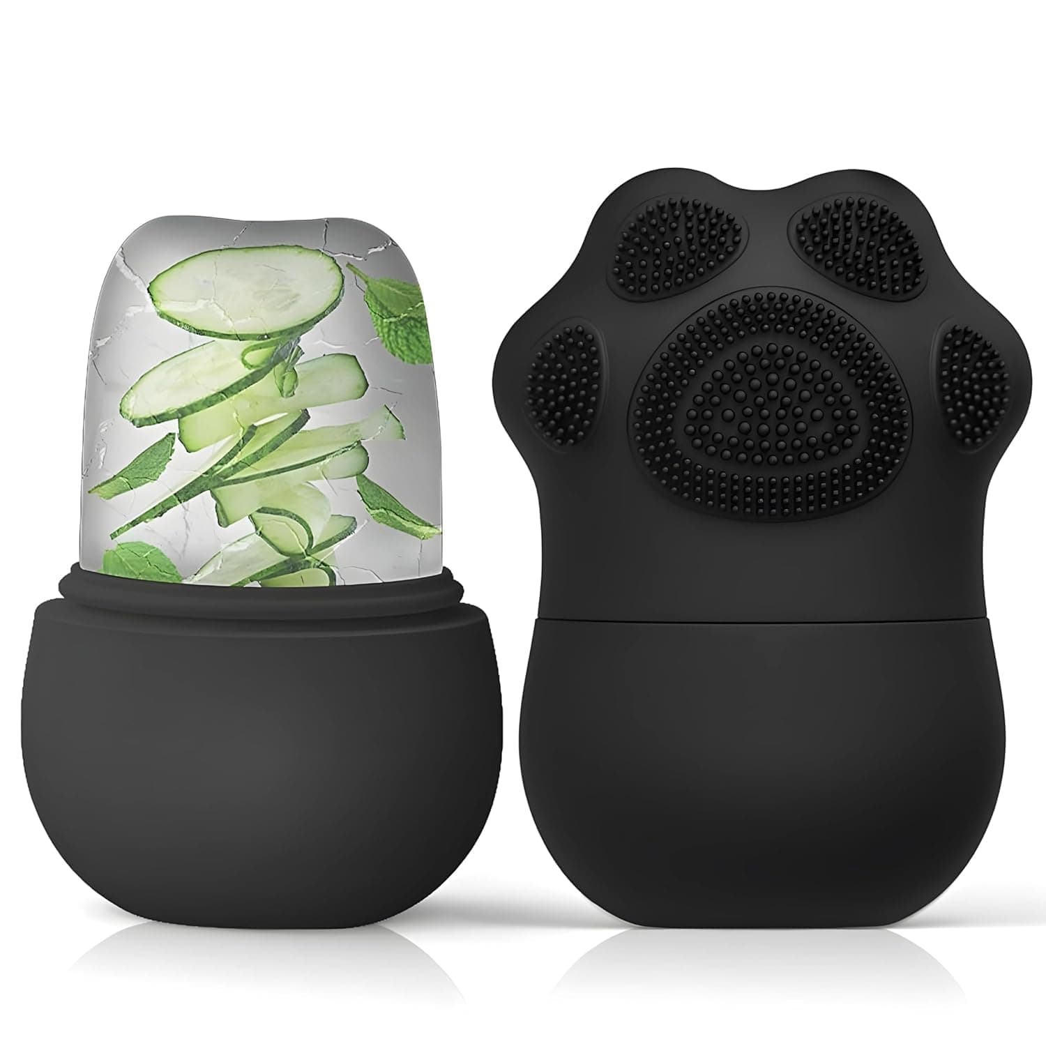 SkinSide Ice Roller for Face with Scrubber | Ice Roller for Face | For Men & Women | Ice Cube Roller for Glowing Skin & Puffy Eyes | Reusable & Unbreakable (Black)