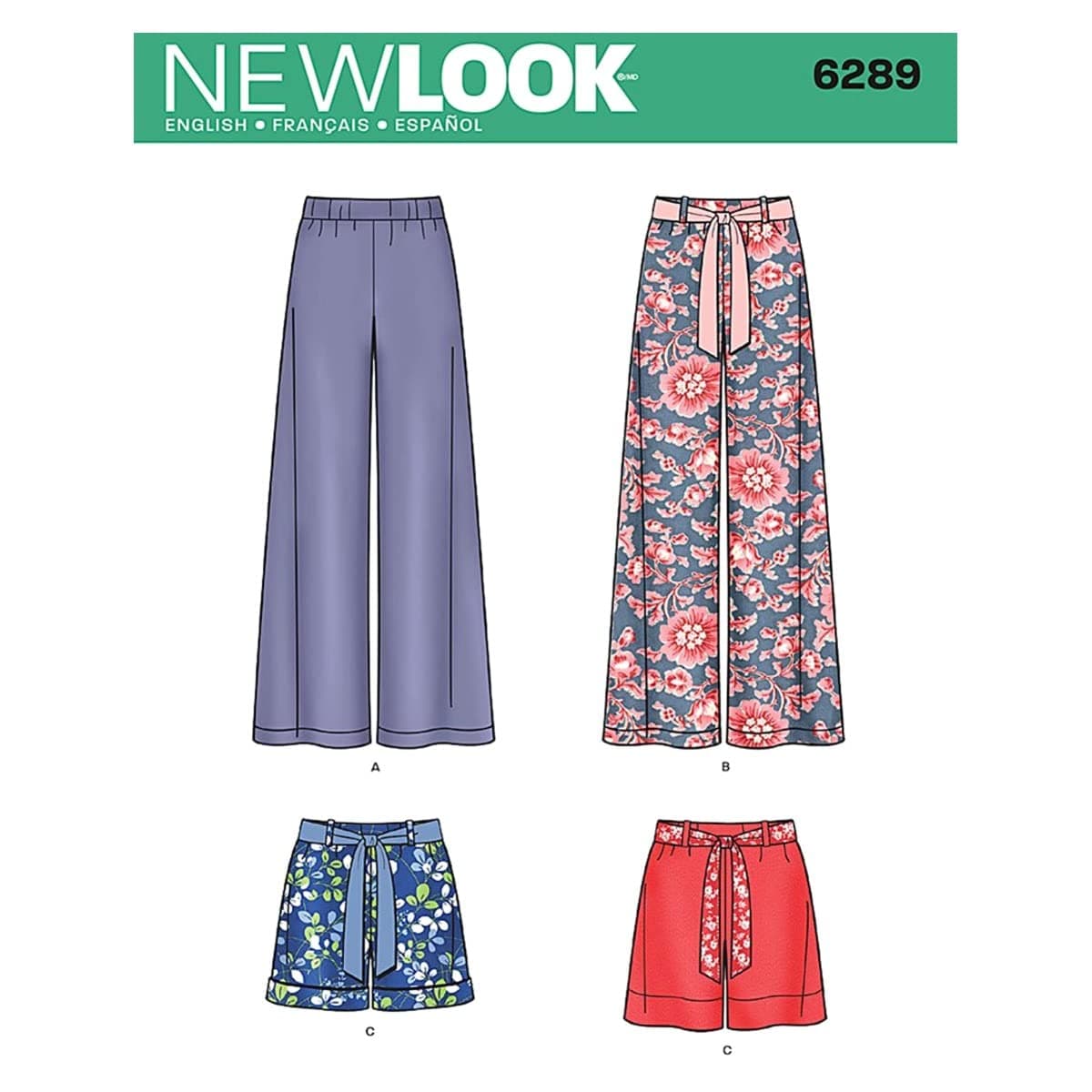 New Look Simplicity Creative Patterns 6289 Misses' Pull On Pants or Shorts and Tie Belt, A (8-10-12-14-16-18)