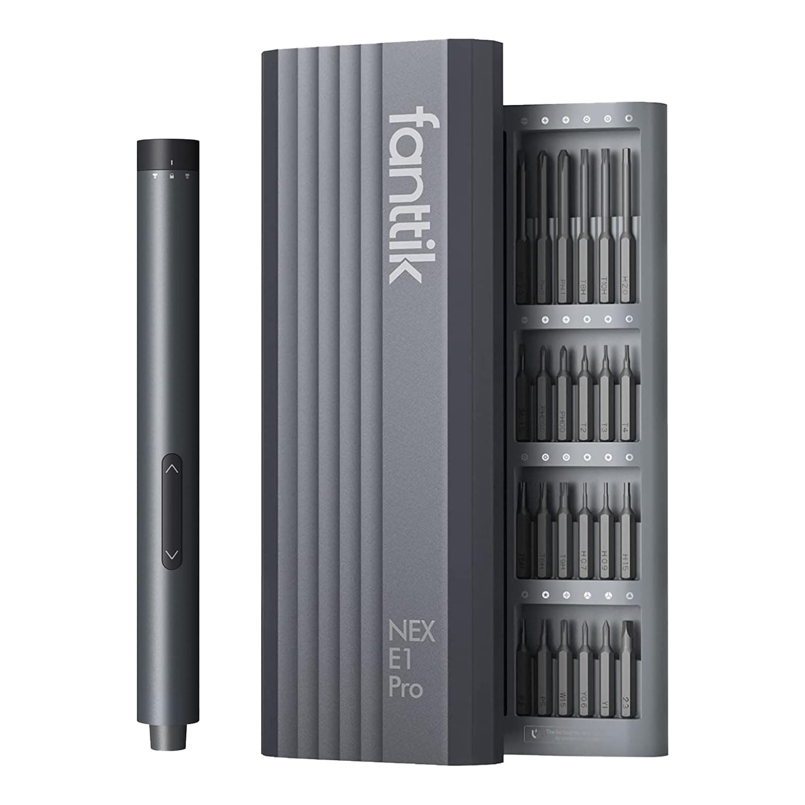 Fanttik E1 Pro Mini Electric Screwdriver, Precision Screwdriver Set with LED Light, 24 Magnetic Bits, Max. 3 N.m, Magnetic Storage, 5/32''Hex, Repair Tool Set for Phone Camera Laptop Watch