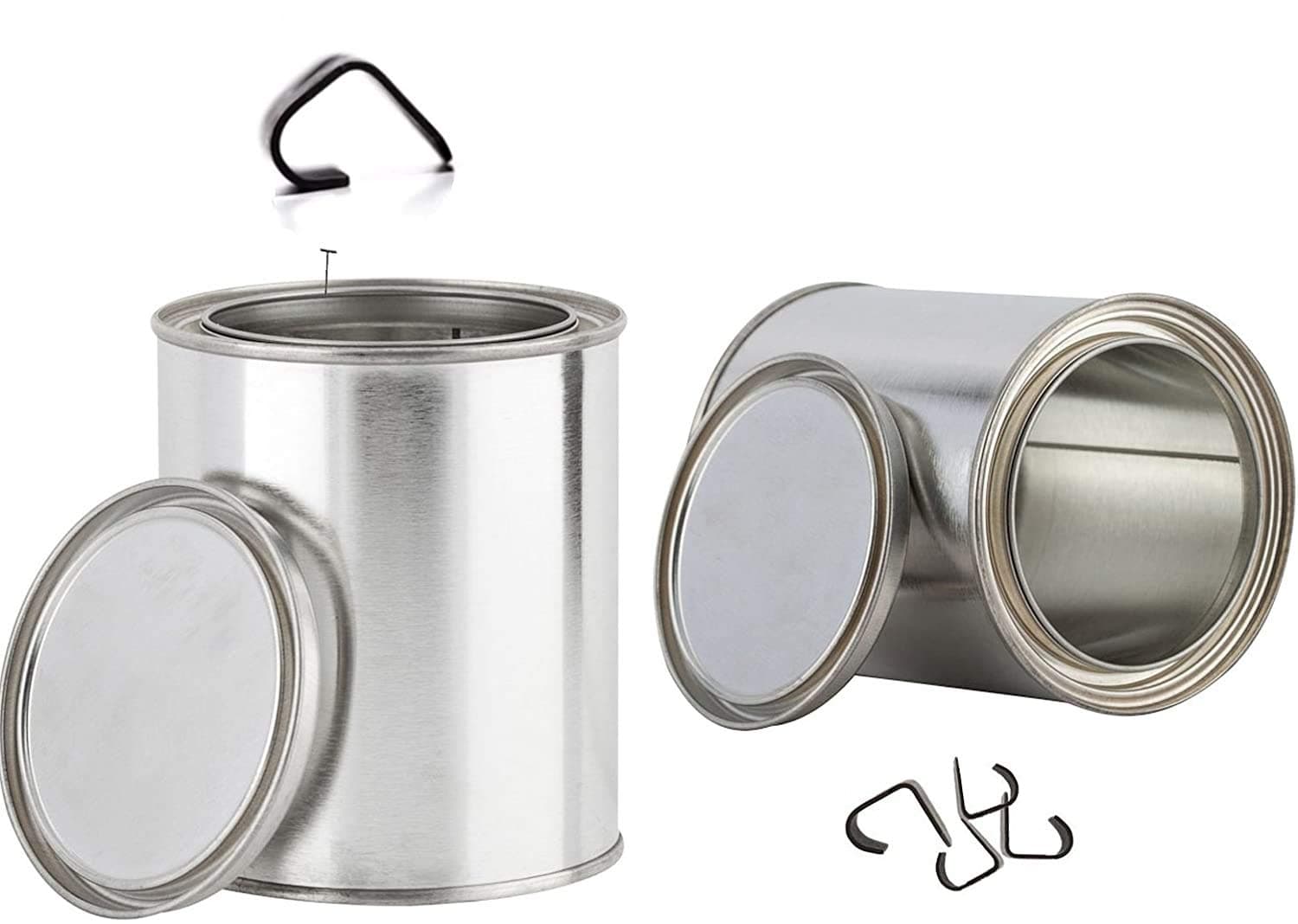 Sized Quart Paint Can Clips with Lids (2 Pack) Empty Metal Storage Empty Cans with Securing Tops Container Set Unlined (Quart)