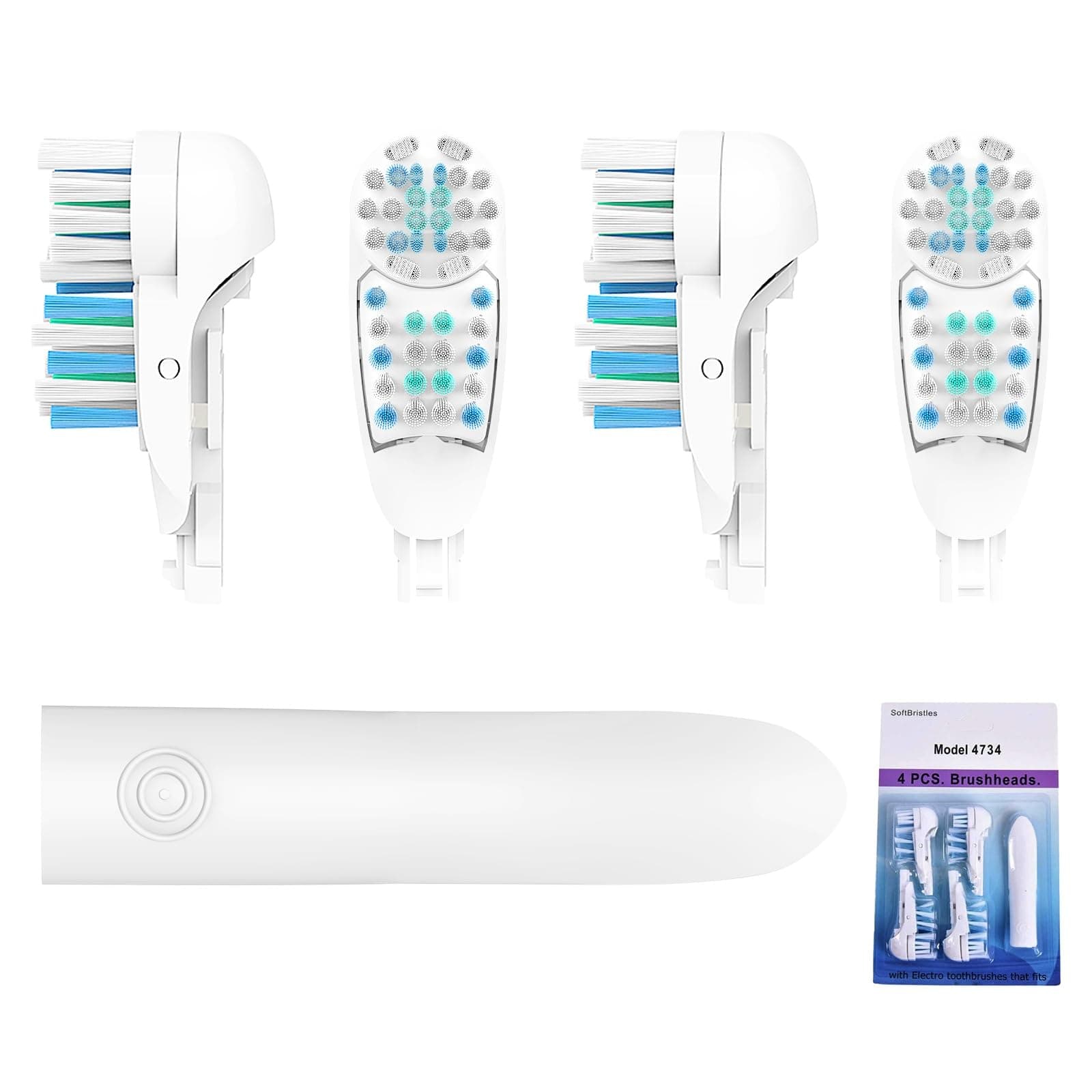 4 Pcs Sensitive Toothbrush Dual Clean Replacement Attachments Brush Head Refill Accessories for Oral B 4732 3733 4734 with Rotating Electric Toothbrush Head & Criss Cross Brush