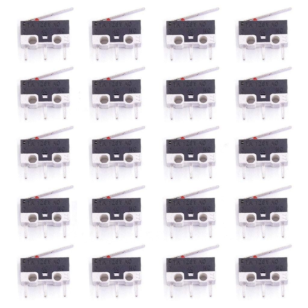 20Pcs Micro Switch AC 1A 125V 3Pin SPDT NO+NC Hinge Lever Momentary Push Button Micro Limit Switch for Arduino