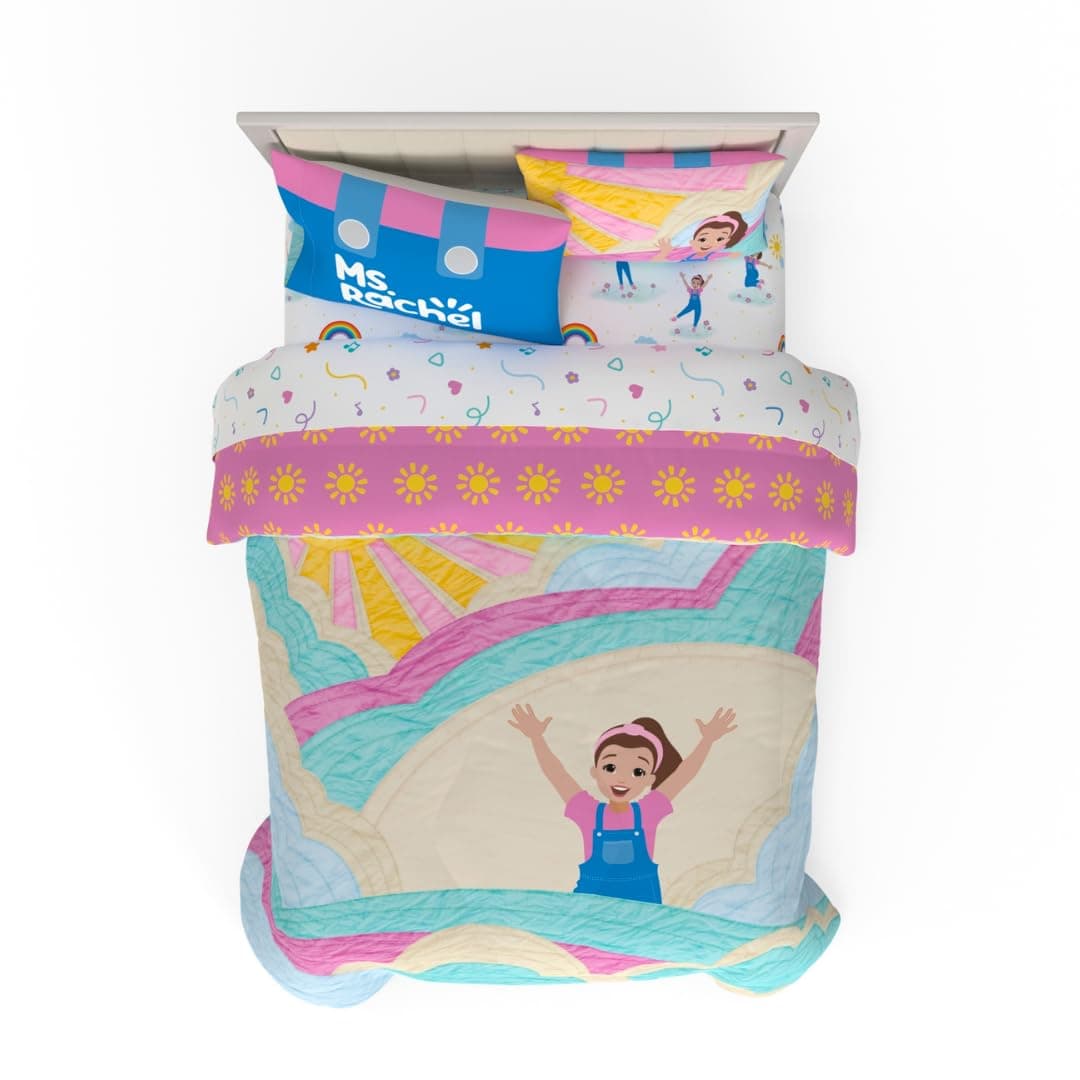 Ms. Rachel Educational Adventures Kids Bedding Super Soft Microfiber Comforter and Sheet Set, 5 Piece Full Size, (Officially Licensed Product) by Franco