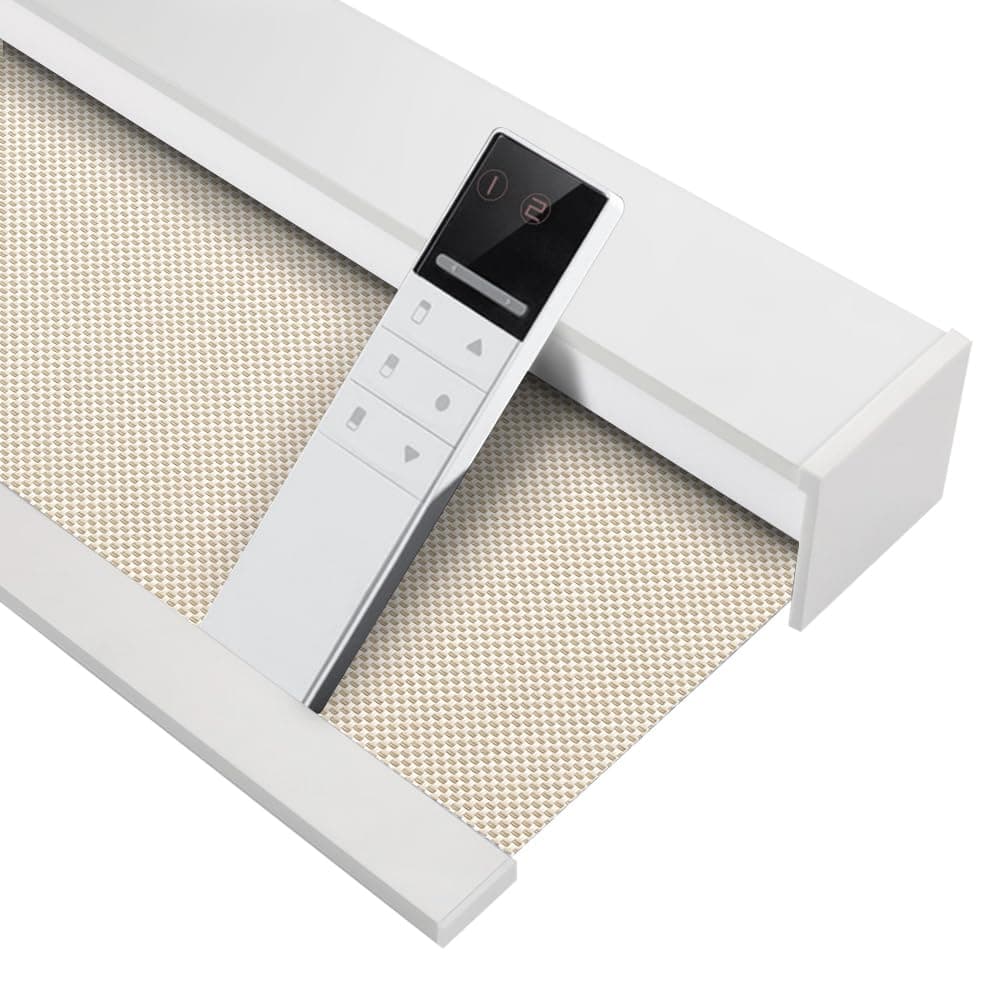 Zshine Motorized Blackout Window Blinds Customize Width (23-95 Inches) Remote Control Wireless and Rechargeable Roller Shades Blinds for Windows, Home, Office, Hotel, Club, Restaurant(82006D)