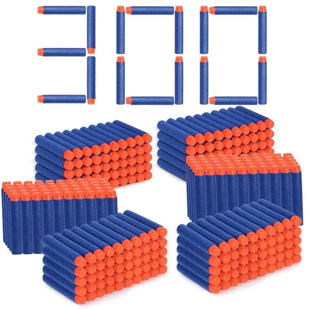 Blaster Darts, 300 Pack Refill Darts Bullets for Nerf N-Strike Elite, Blue Toys Foam Bullets Pack for Boys