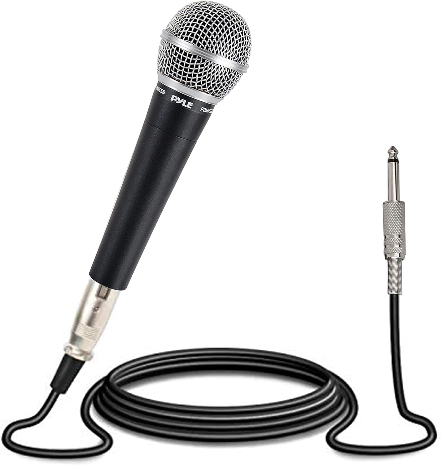 Pyle Microphone, Handheld Mic, Dynamic Moving Coil Cardioid, microphone for singing, Unidirectional Includes 4.5m XLR Audio Cable to 6.35 mm Audio Connection Compatible for Speaker-Karaoke-Amp-Mixer