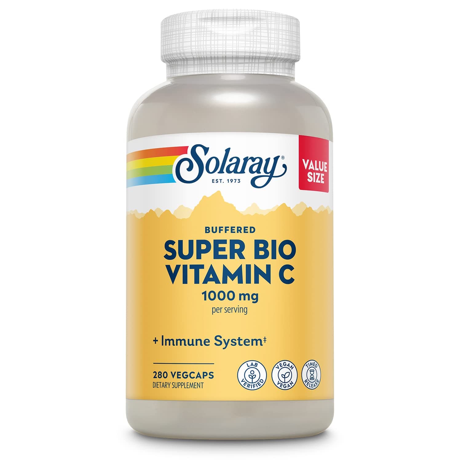 Super Bio Buffered Vitamin C 1000mg, Two-Stage, Timed Release Vitamin C with Bioflavonoids, Immune Support Supplement - High Absorption, Vegan, 60 Day Guarantee, 180 Servings, 360 VegCaps 140
