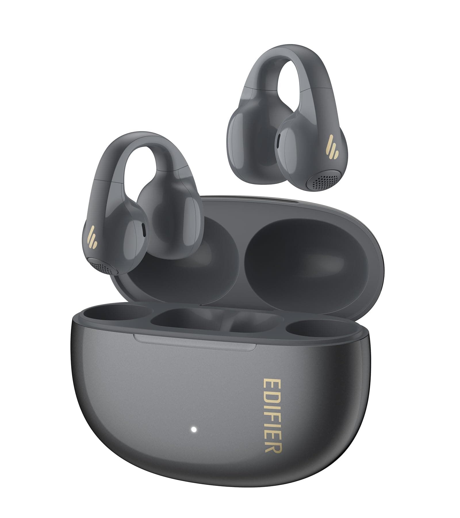 Edifier R1 Open-ear True Wireless Earbuds, Bluetooth 5.4 Clip-On Headphones, AI Clear Calls, Left/Right Interchangeable, 28H Playtime, Fast Charging, Multipoint Connection, App Control, IP56, Gray