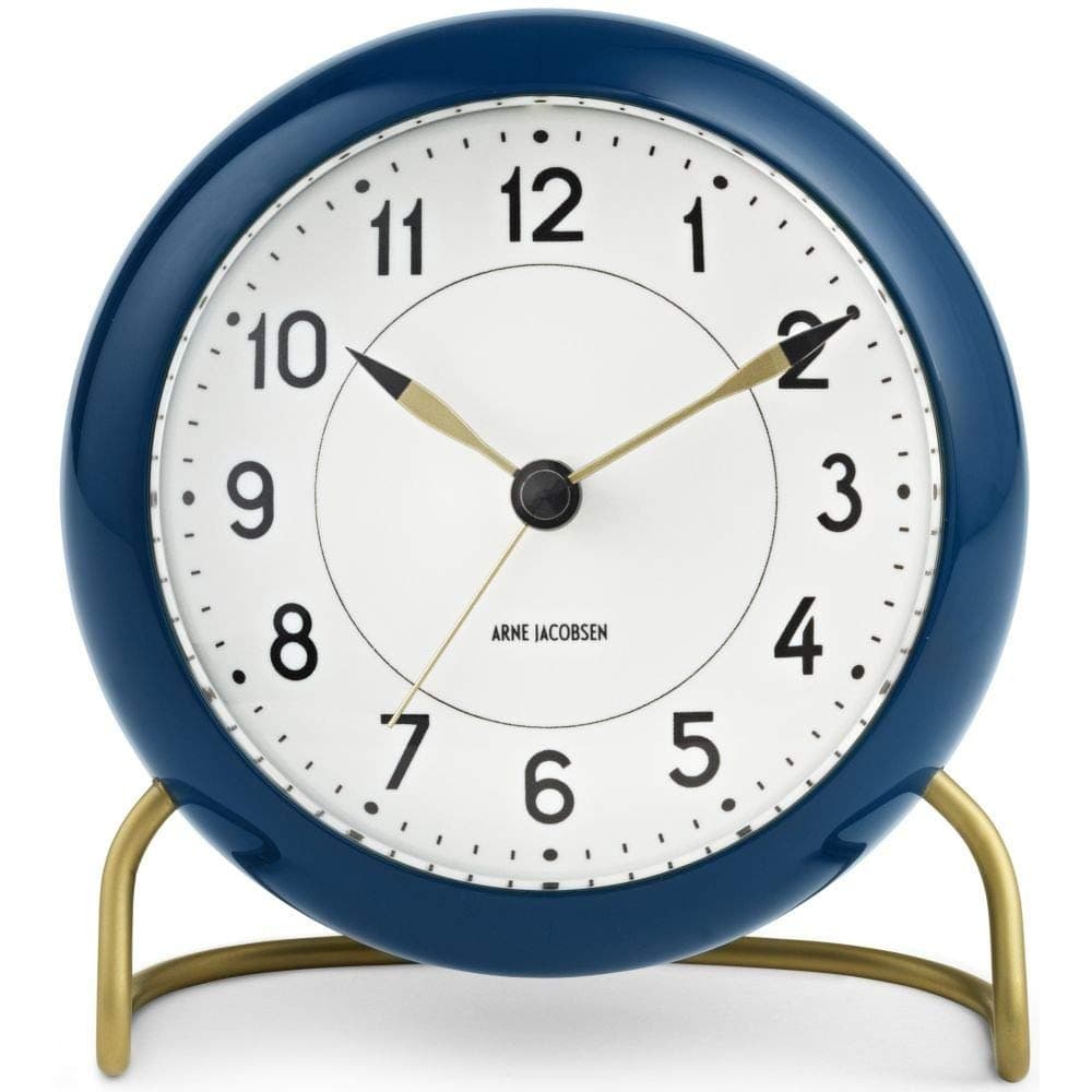 Table Clock Diameter 11 cm Station Original Design Snooze Function Blue
