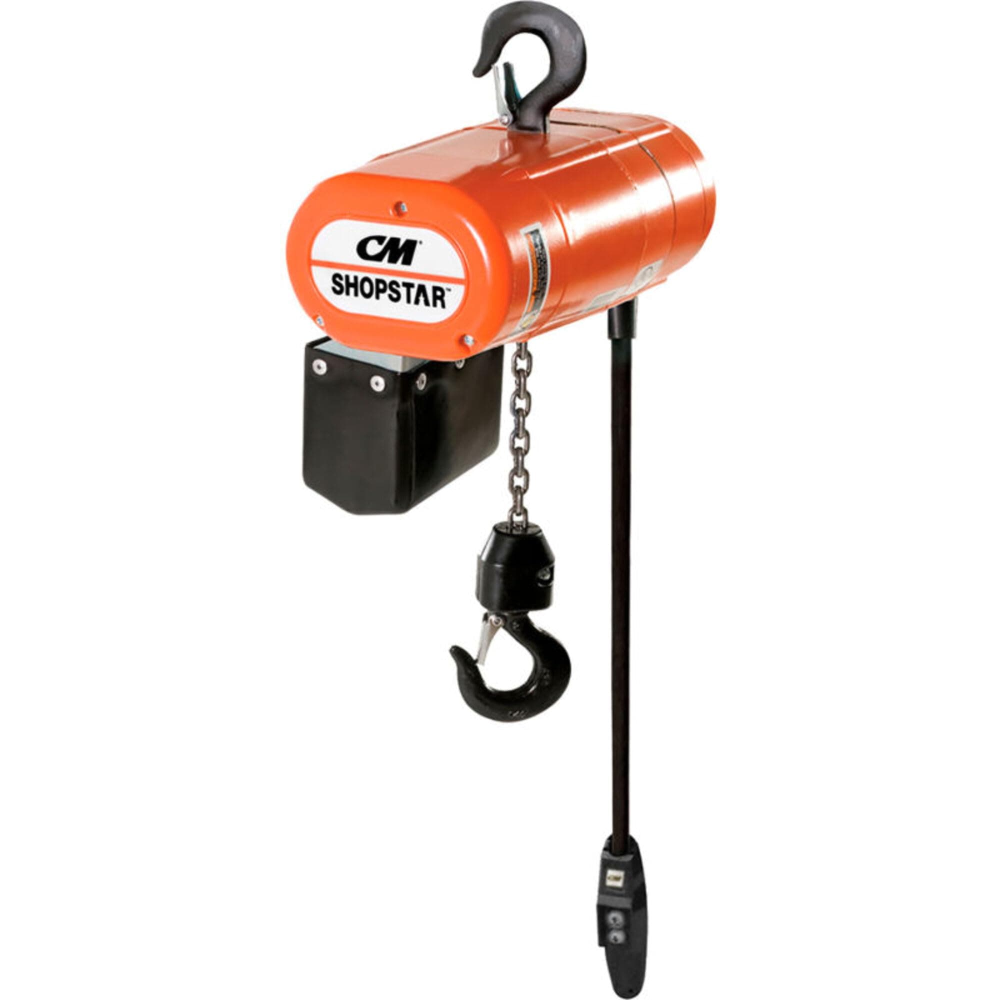 Electric Chain Hoist, Single Phase, Hook Mount, 1/2 Ton Capacity, 10' Lift, 6 fpm Max Lift Speed, 0.167 HP, 7/8" Hook Opening, 115V