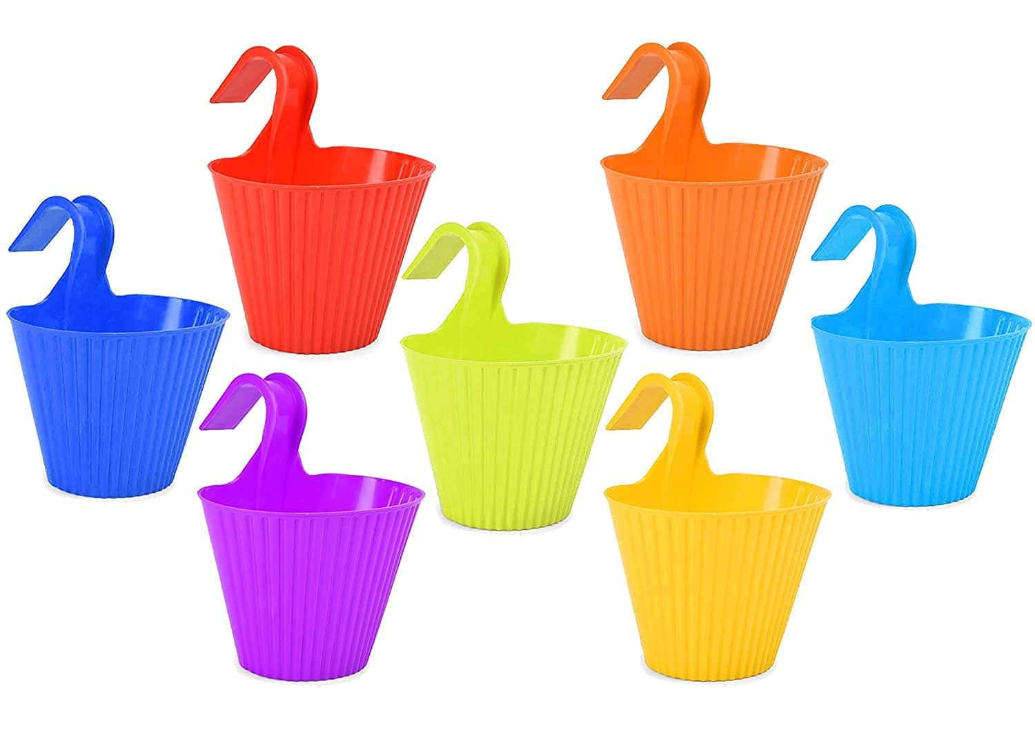 Go Hooked ViMe Plastic Lily Hanging Pots, Hanging Planters, Hook Pots- Pack of 7 (6 Inch)