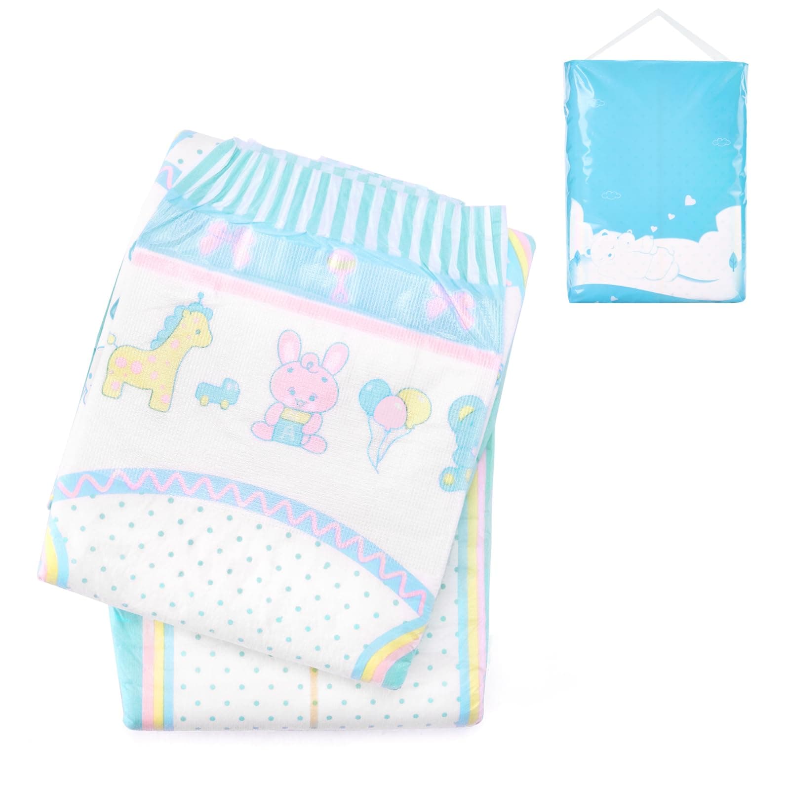 Adjustable Hook-and-Loop Fastener Closure Adult Printed Diaper 2 Pieces - Baby Parade (X-Large 48"-56")