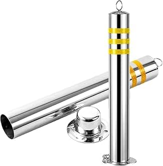 Kanduo security bollard 2 pcs Driveway Safety Bollard Stainless Steel Parking Posts For Garage And Parking Reflective Safety Parking Post(650x76mm-2pcs)