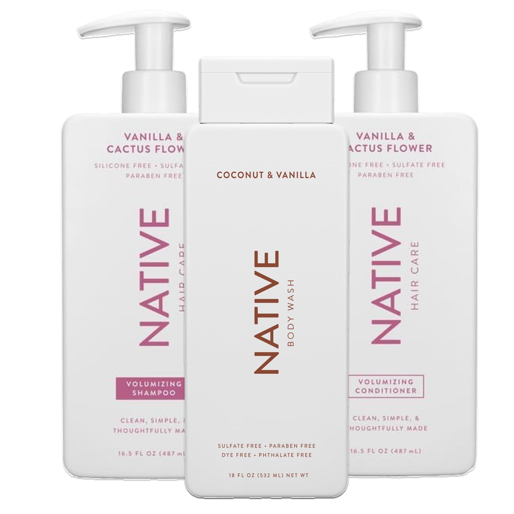 Native Shampoo & Conditioner and Body Wash (Bundle 4-Pack) | Naturally Derived Ingredients, Vanilla & Cactus and Coconut & Vanilla