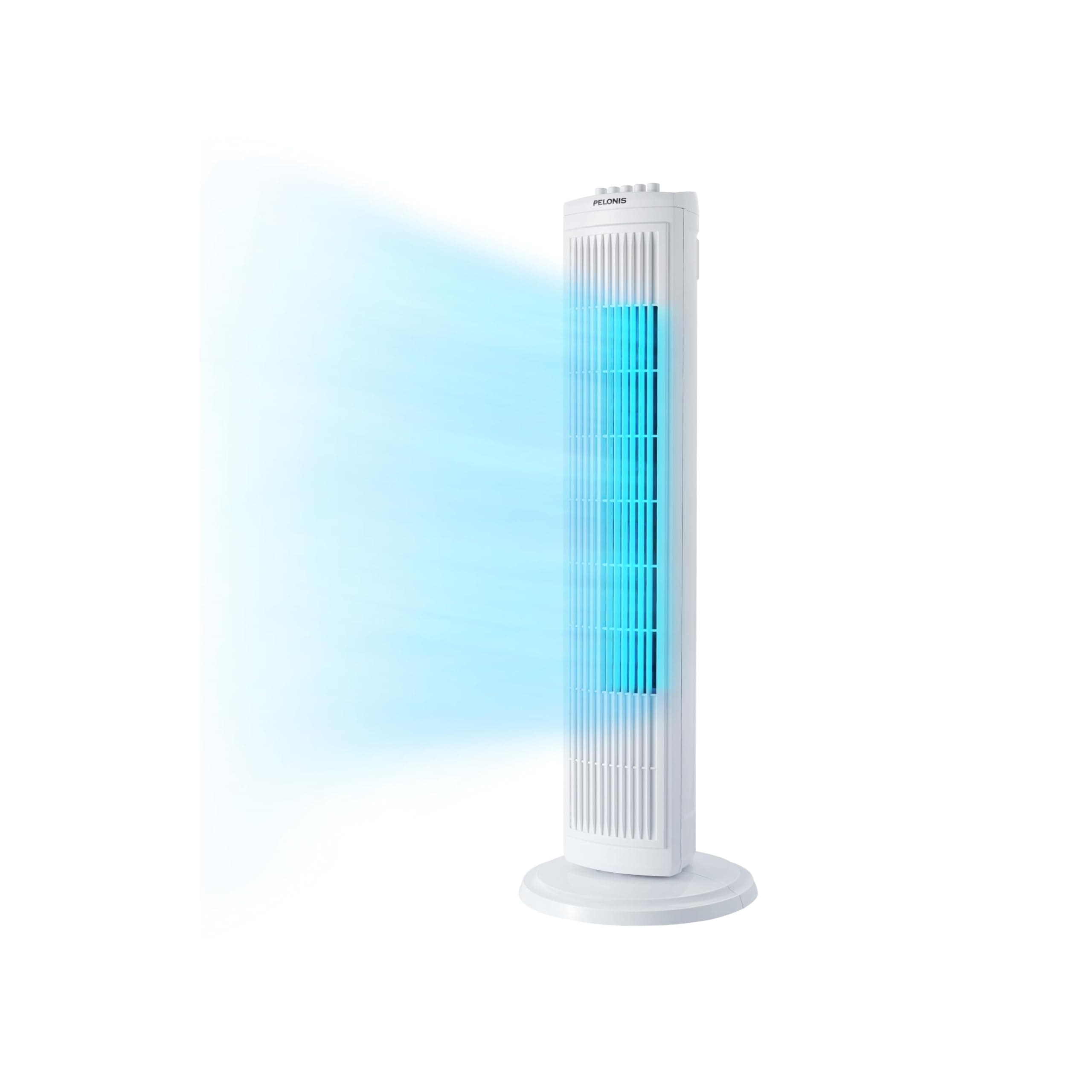 PELONIS 30 Inch Oscillating Tower Fan with 3 Speed Settings and Auto-off Timer, Standing Fan PFT28A2BWW, White