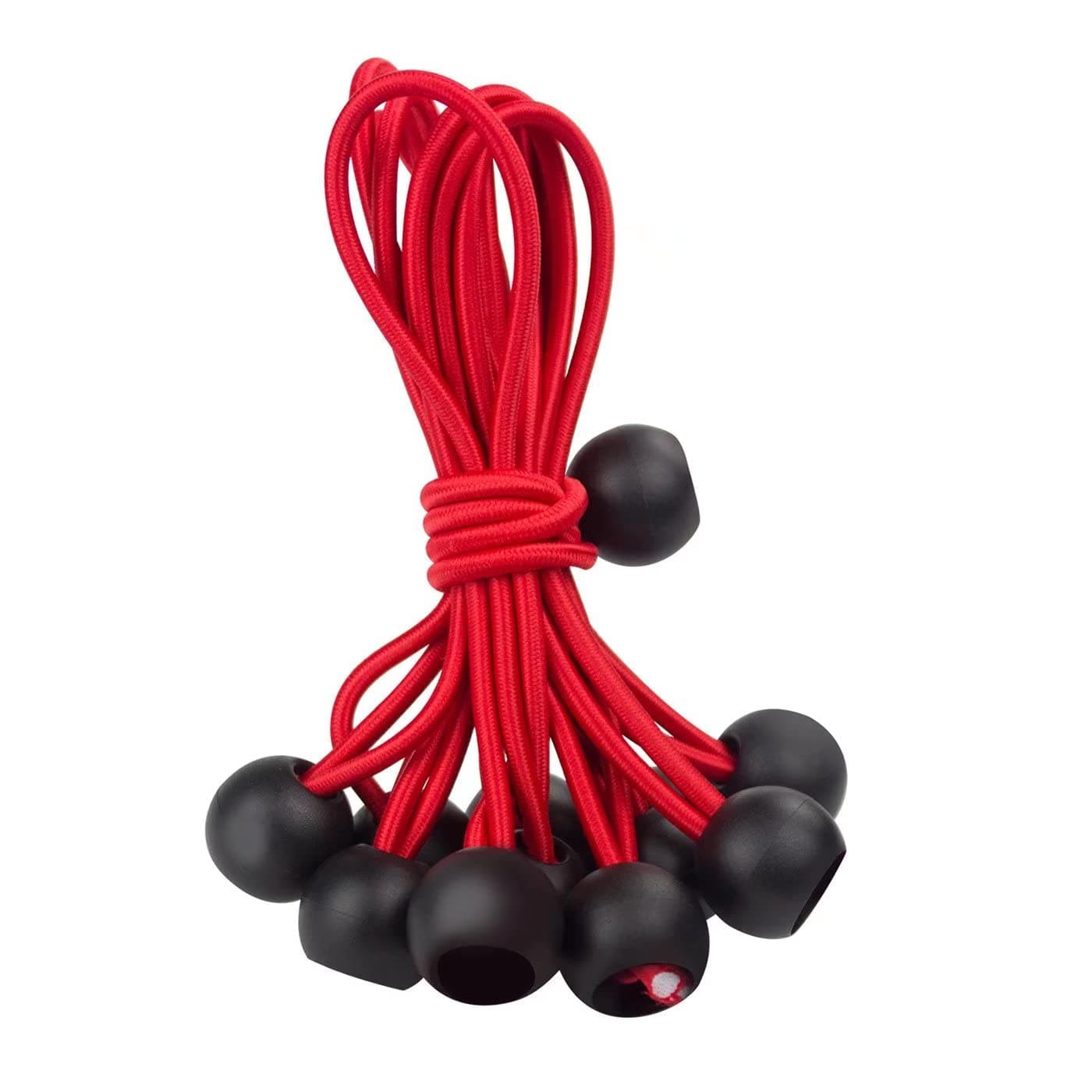 10PCS Ball Bungee Cords 6 Inch Red Elastic String Cord with Black Ball for Camping, Canopy,Tarpaulin,Tent,Shelter ,Cable Organization, Awning, Patio Umbrellas