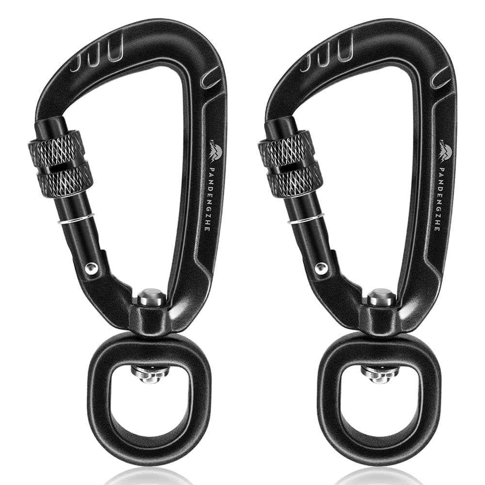 Locking Carabiner Clips 2.5" with Swivel Clasp for Securing Pets, Dog Leash Harness, Camping, Hiking, Backpack, Outdoors, Gym (2 Pack)