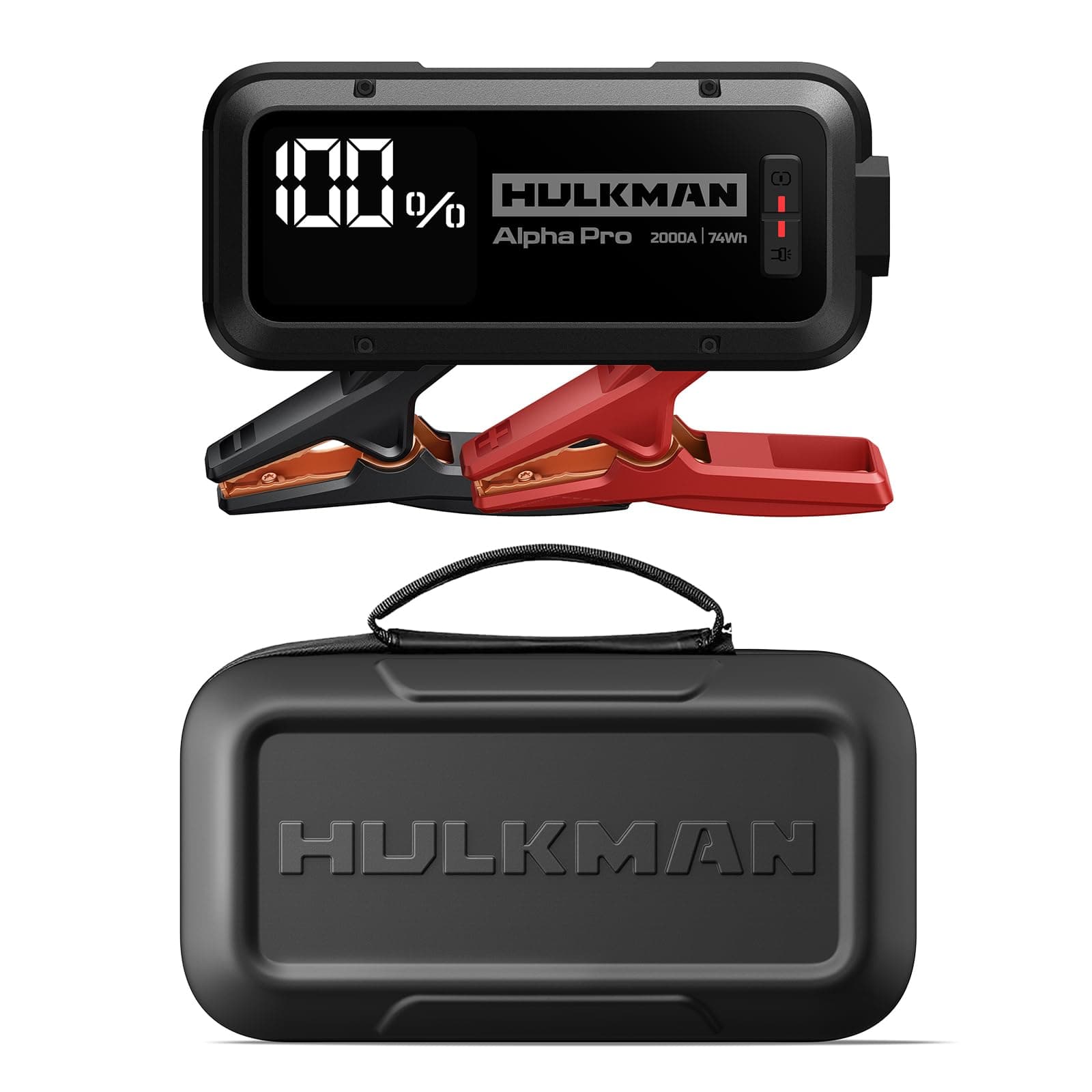 Alpha Pro, Solid Black, 2000A 74Wh Smart Jump Starter with Alpha Bag EVA Protection Case