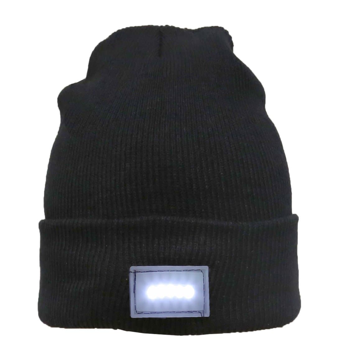MKQPOWER Running hat, 5 LED lighted Cap Hat Winter Warm Beanie for Finishing Angling Hunting Camping Running Black